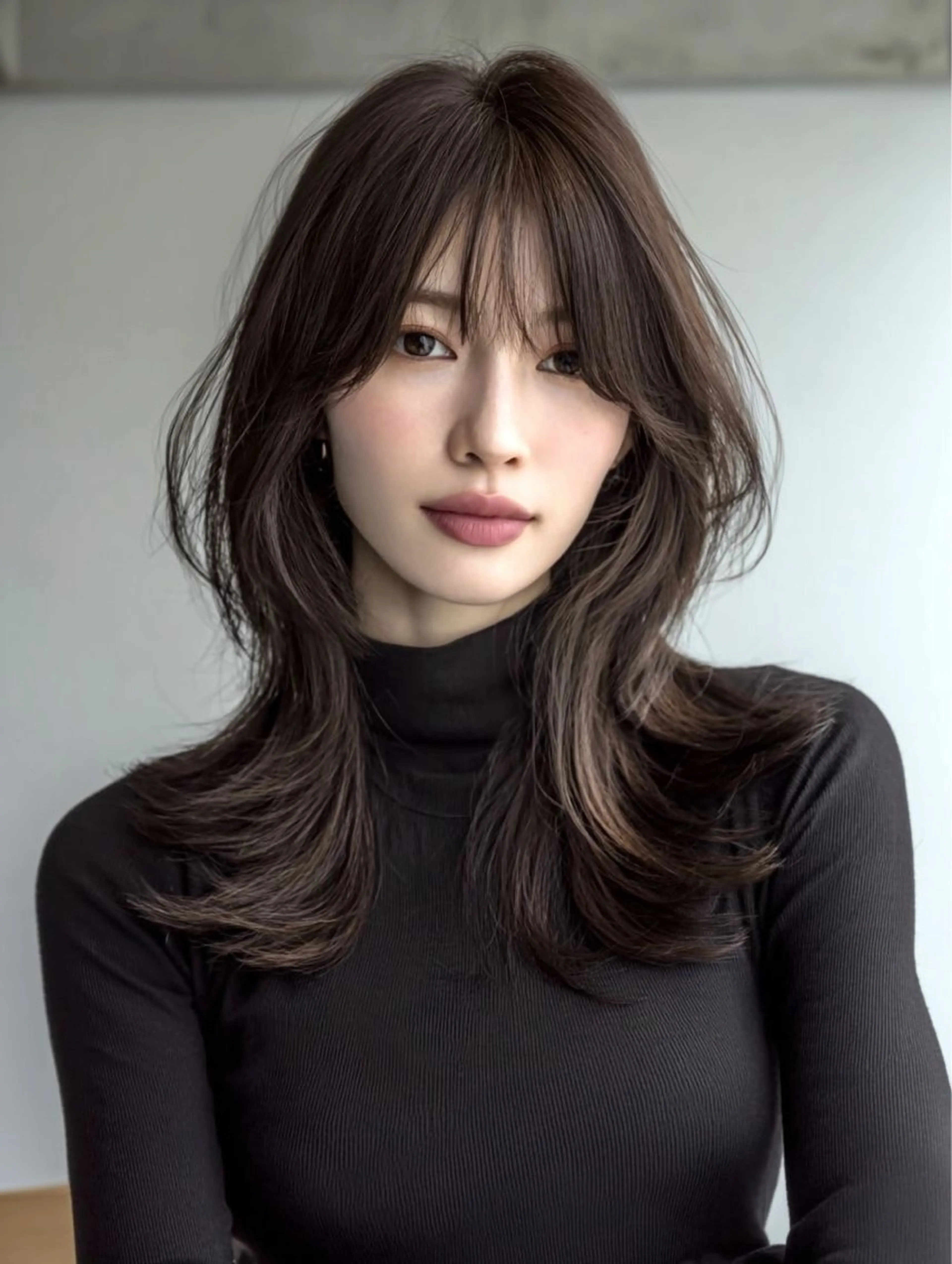 ロング ハイライト 髪質改善 韓国風ヘア レイヤーカット 縮毛矯正 カット ヘアカラー 当日予約◎/縮毛矯正 /艶カラー/雨森大晃のヘアスタイル