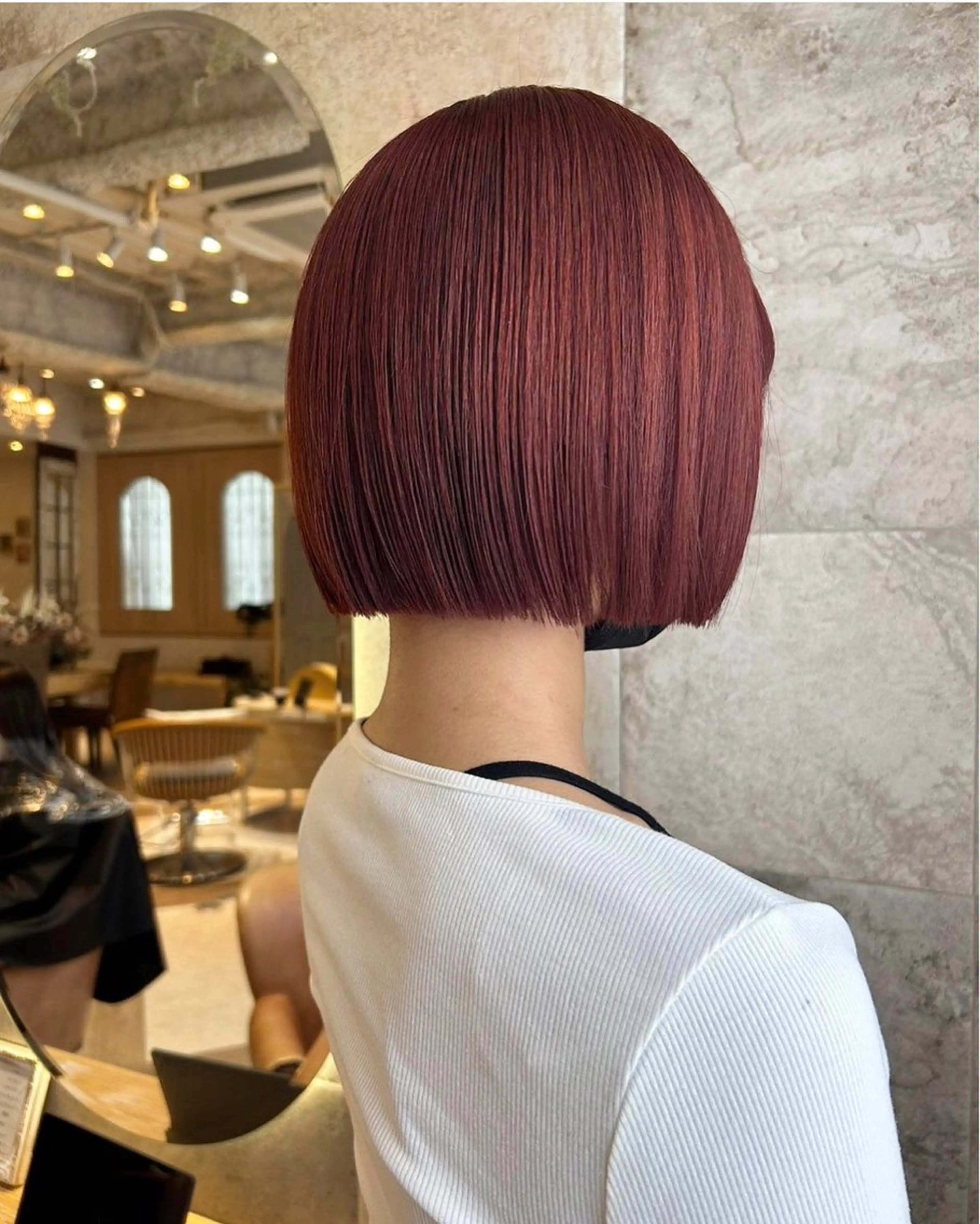 ショート カラー レッドカラー 艶カラー/ボブ /似合わせ/田口愛那のヘアスタイル