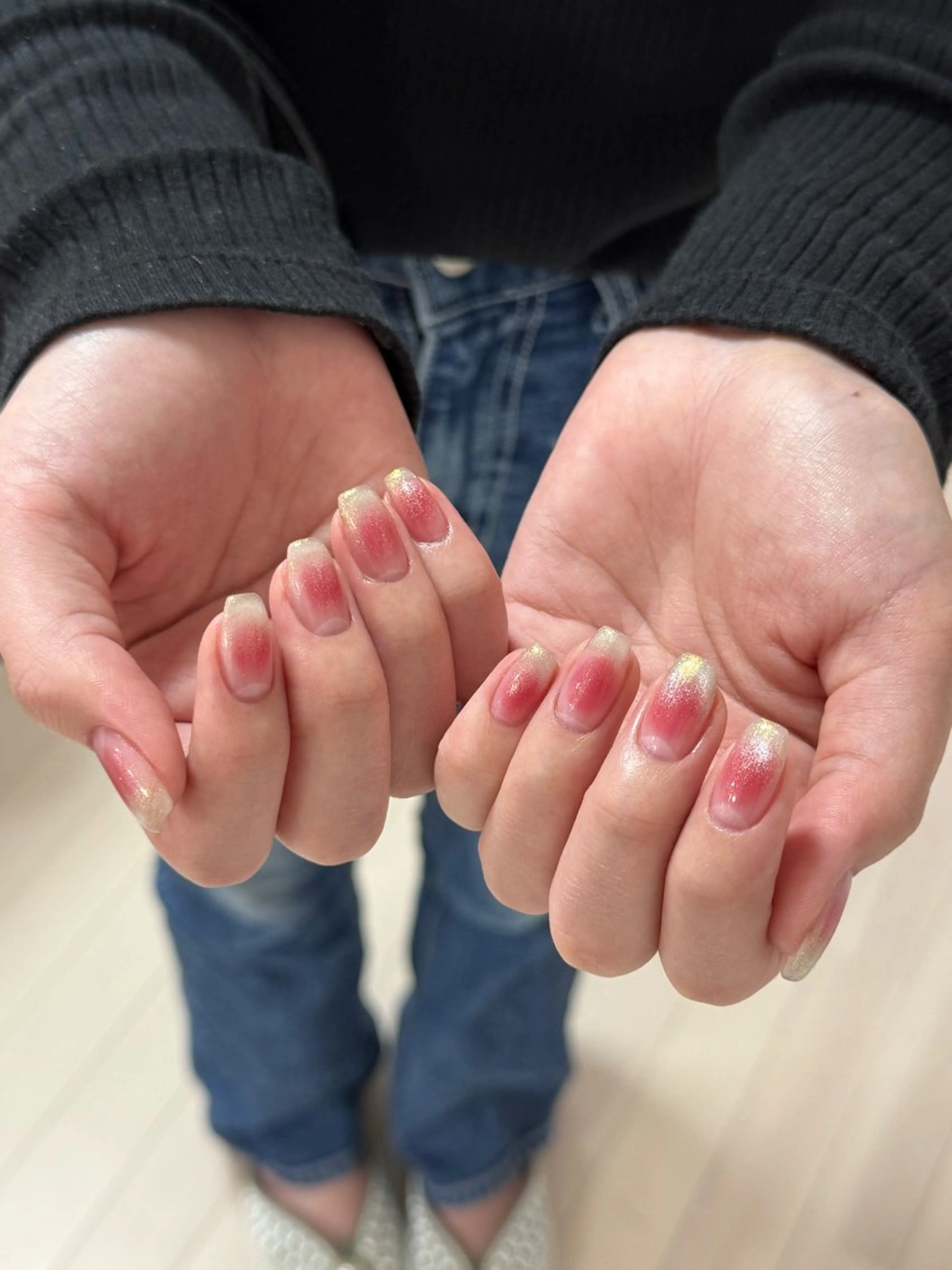 ネイル アートネイル オーロラネイル チークネイル フレンチネイル ガラスフレンチ ハンドネイル 🎀🎀YooLi Nail Salonのネイルデザイン