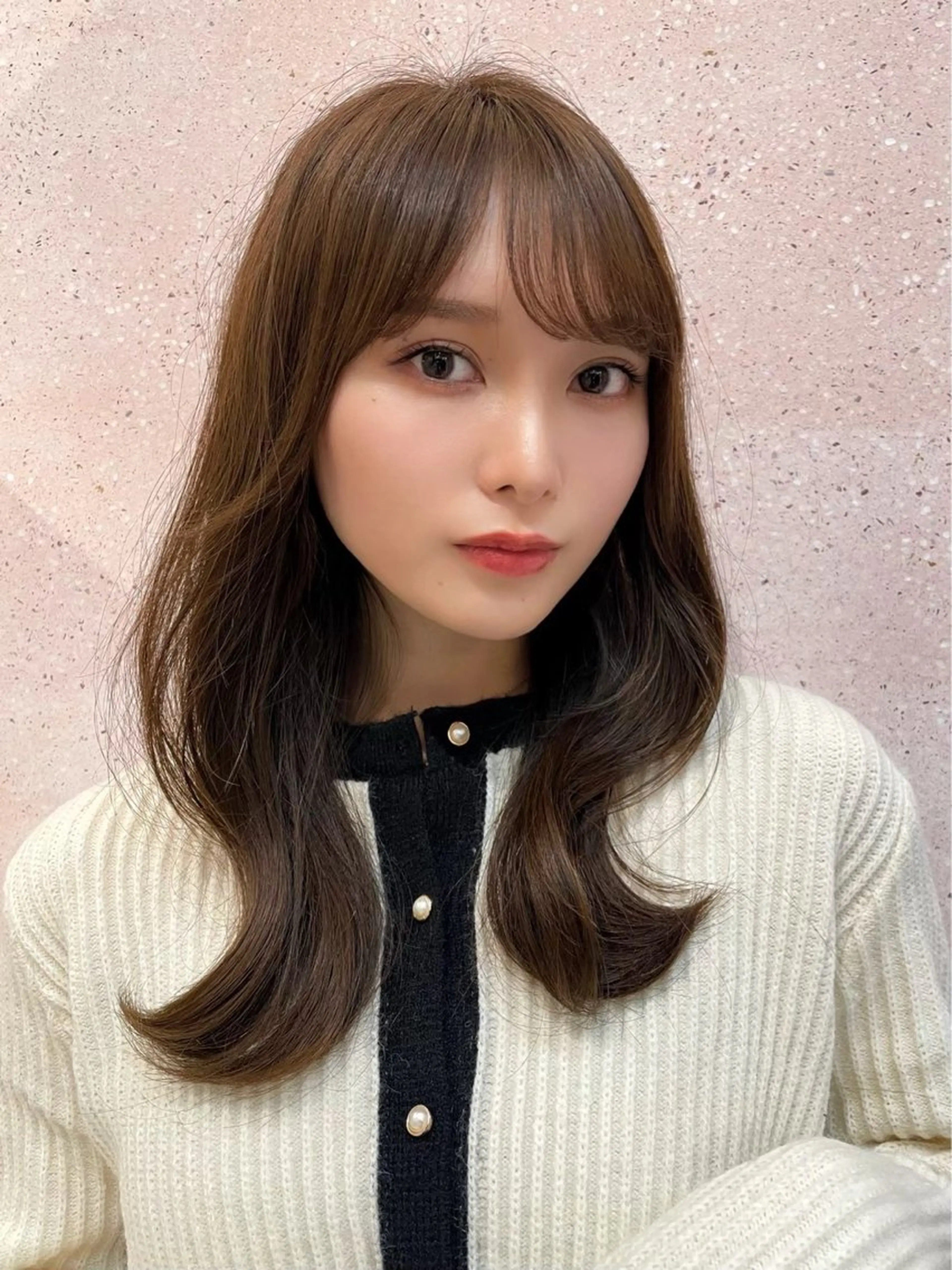 セミロング カット ヘアカラー トリートメント 新宿/韓国レイヤー/ 顔周りカット松本美晴のヘアスタイル