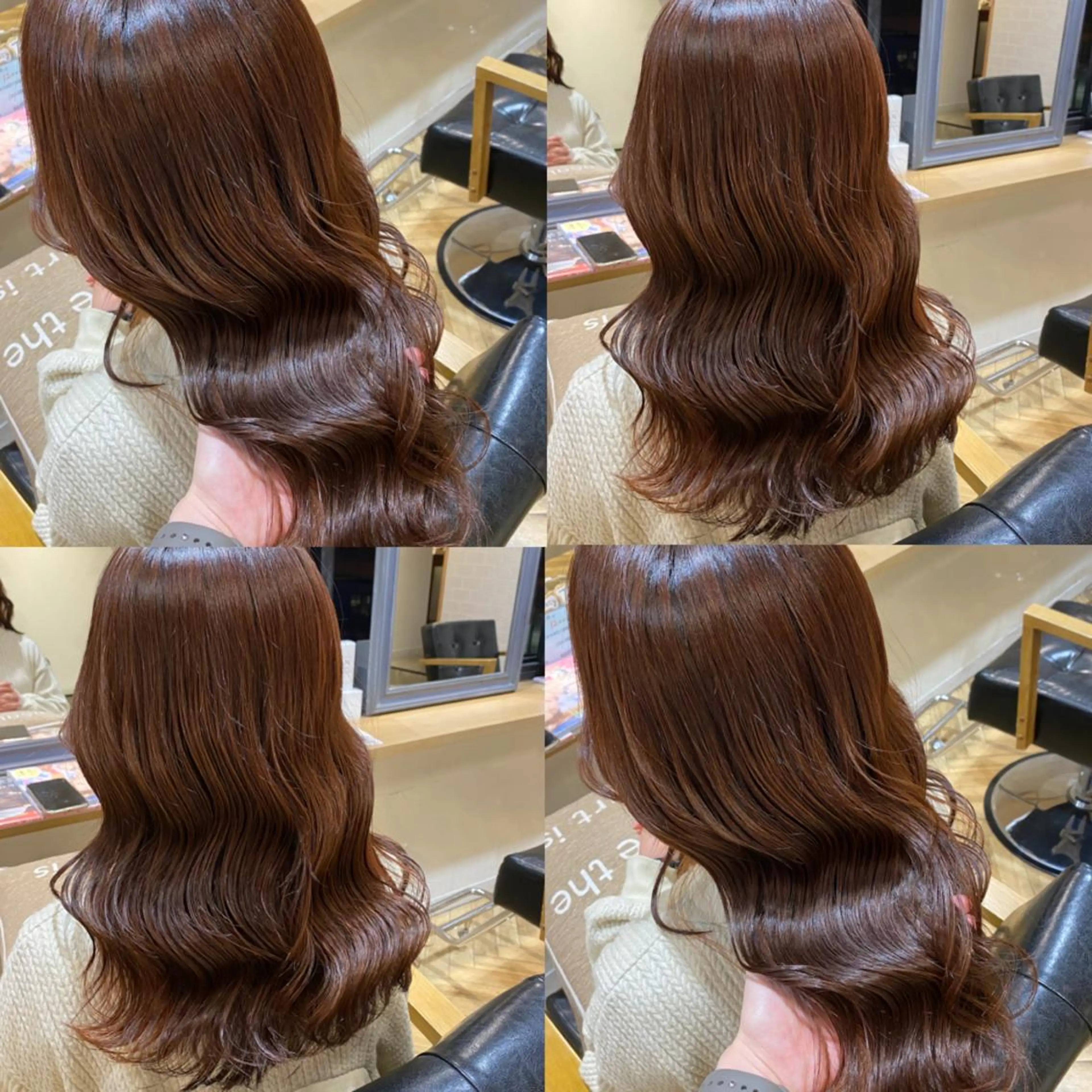 ロング カラー ブラウンカラー レッドカラー レッドブラウン 艶カラー/韓国顔周り 🎀mamiのヘアスタイル