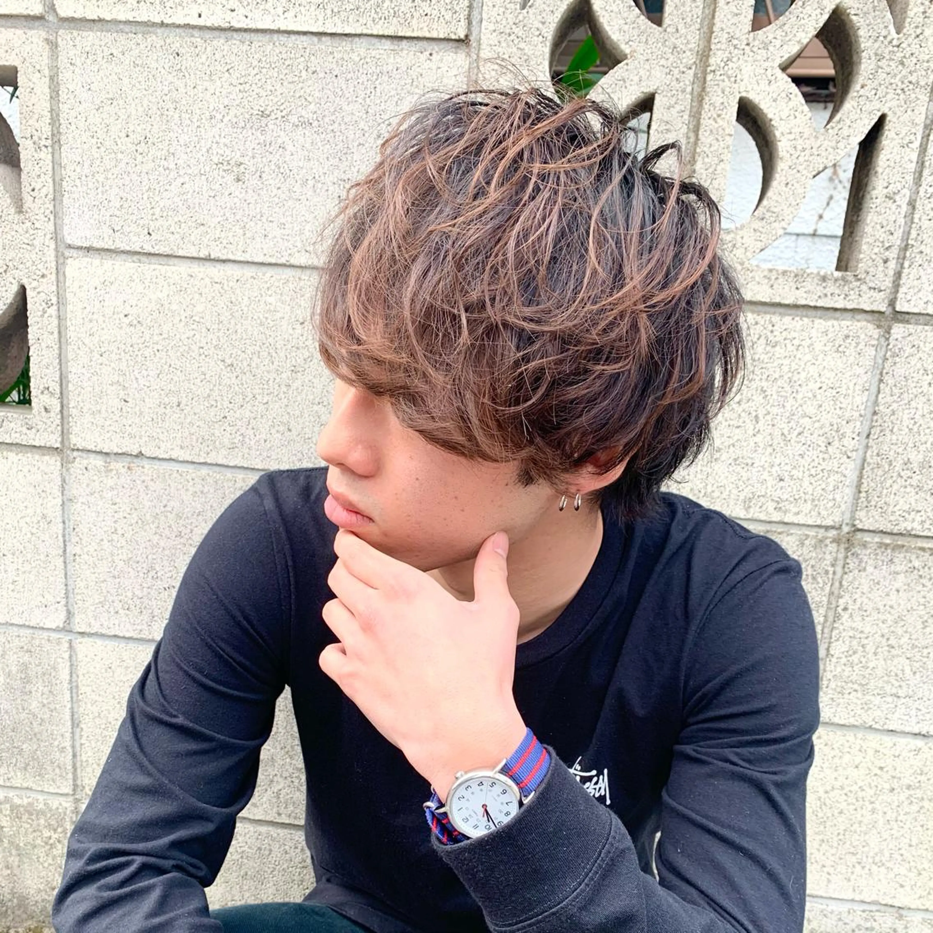 ミディアム パーマ メンズ カット パーマ 柏メンズカットパーマ NO.1タイチのヘアスタイル