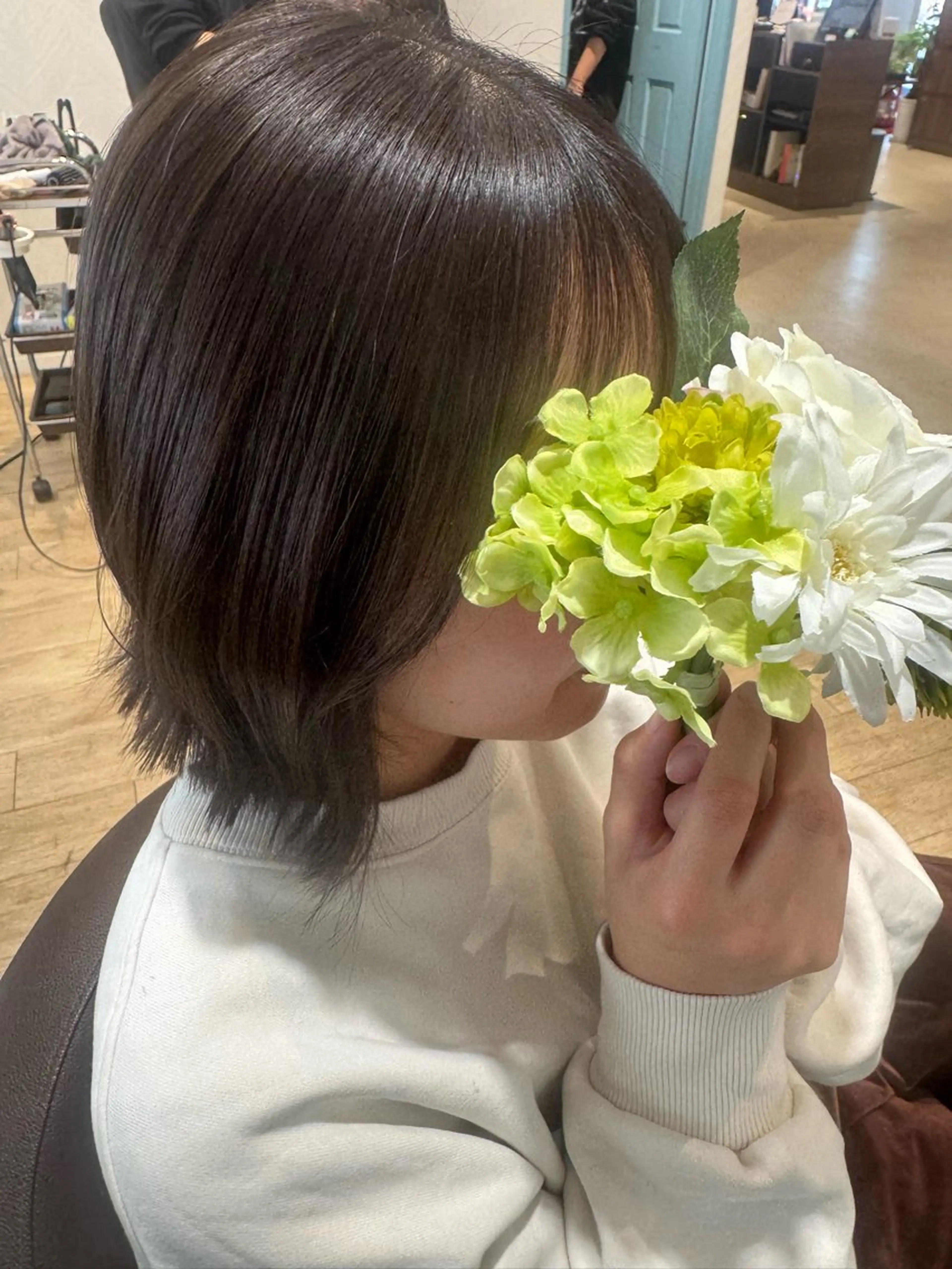 ショート 切りっぱなしボブ ボブ カット ヘアカラー トリートメント やまぐち まりんのヘアスタイル