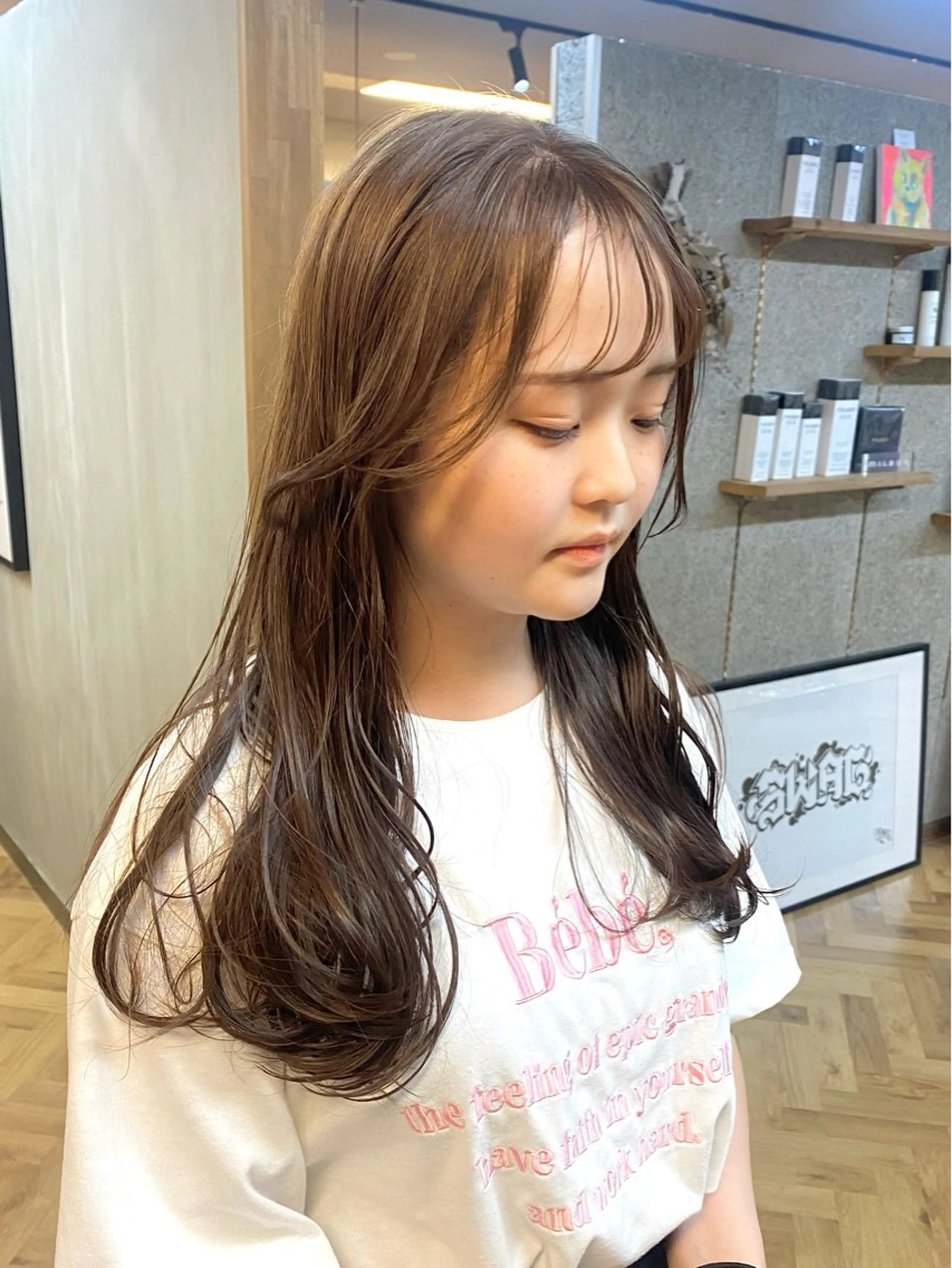 ロング カラー ヘアアレンジ ベージュカラー ブリーチ ミルクティーベージュ ブリーチなしカラー カット ヘアカラー トリートメント ハル🌸柔色/ ブリーチなし/艶髪のヘアスタイル