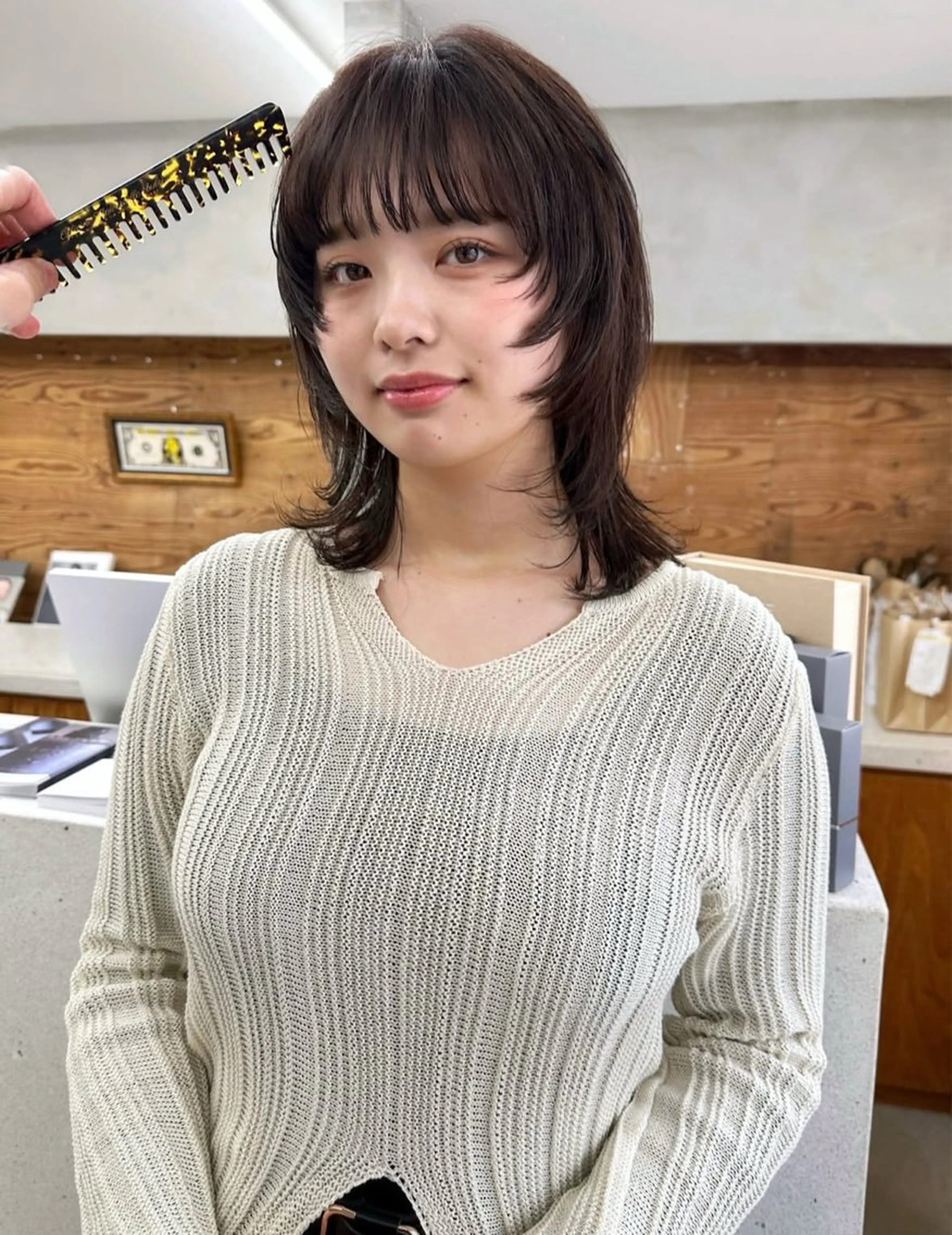 ミディアム カラー ブラウンカラー レイヤーカット ウルフカット ウルフレイヤー カット パーマ /レイヤー 榛地渉馬 /矢場町のヘアスタイル