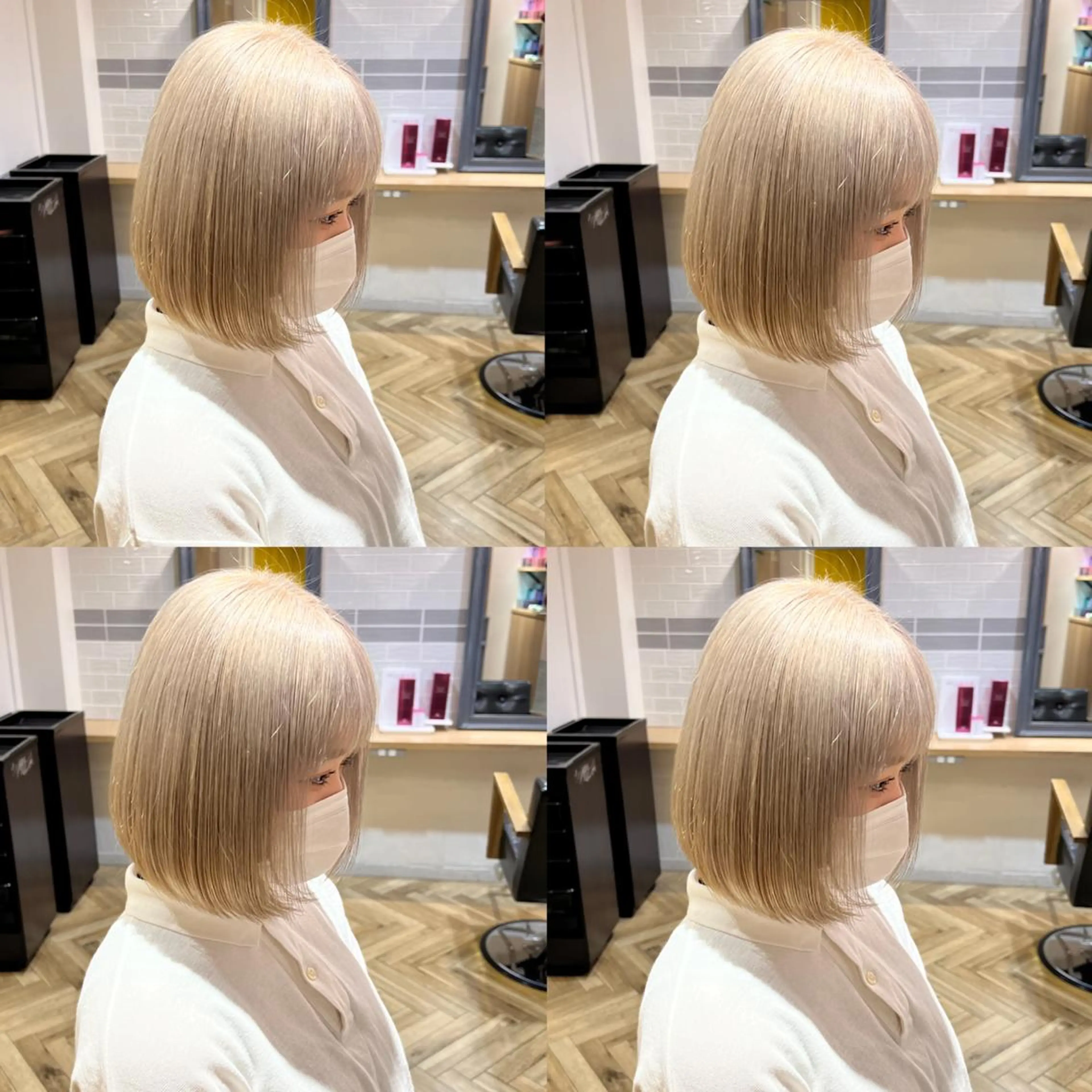 ミディアム カラー ベージュカラー ホワイトベージュ 艶カラー/韓国顔周り 🎀mamiのヘアスタイル