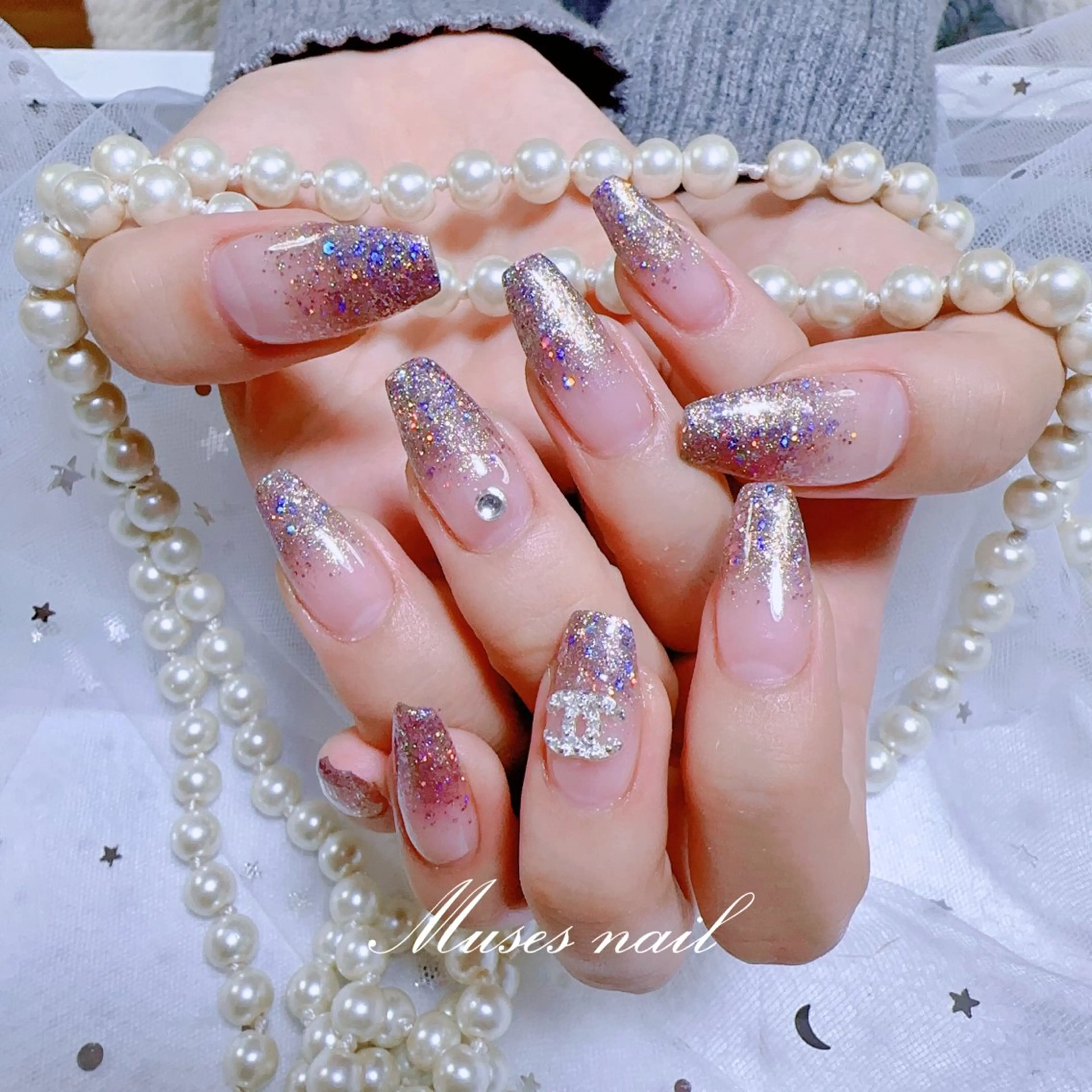 ネイル オーロラネイル チークネイル 長さ出し フレンチネイル ジェルネイル MUSES  NAIL  SALON所属・MUSES ネイルのネイルデザイン