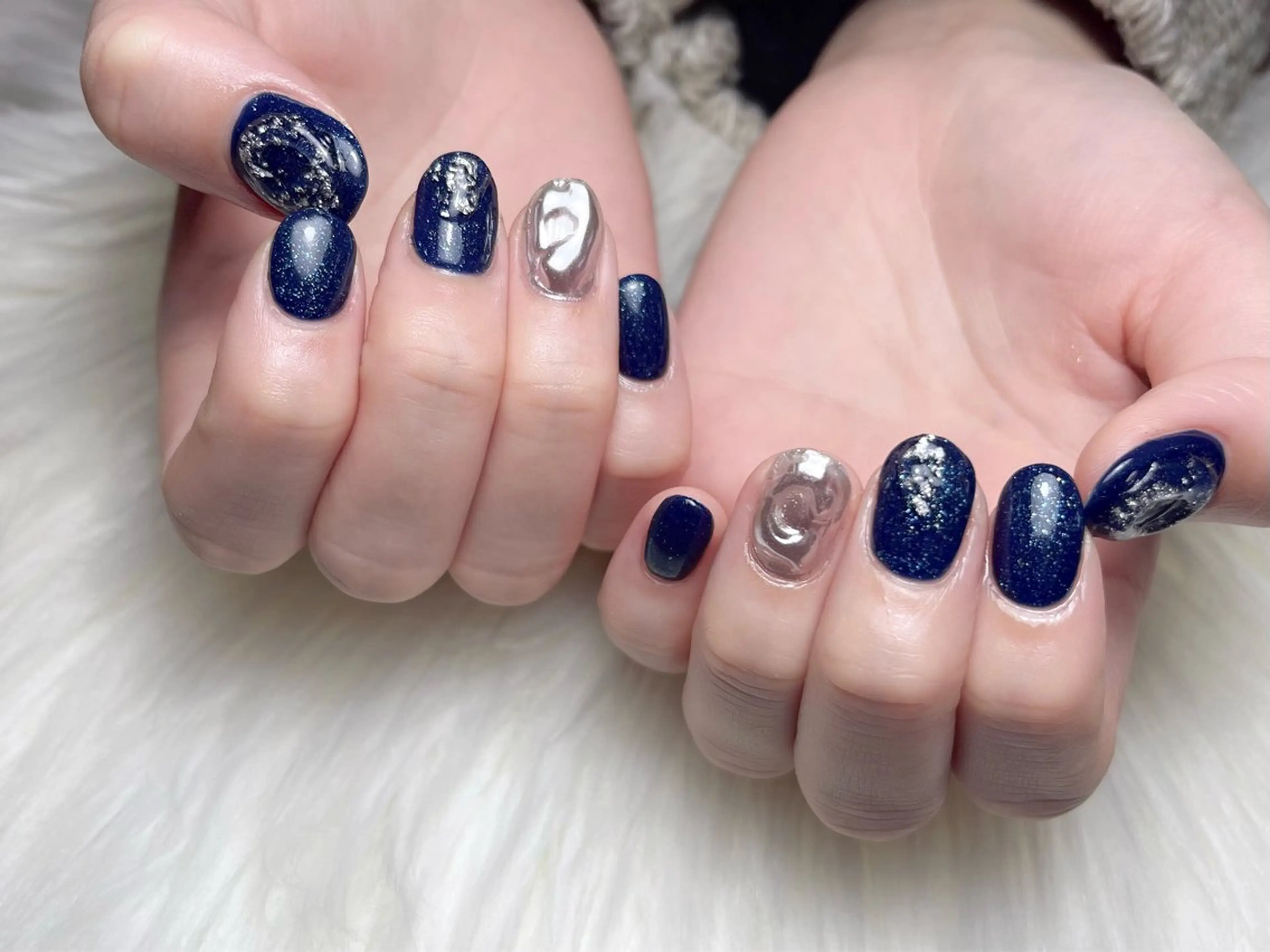ネイル ブルー ネイビー ニュアンスネイル Rs nail 新宿西口のネイルデザイン
