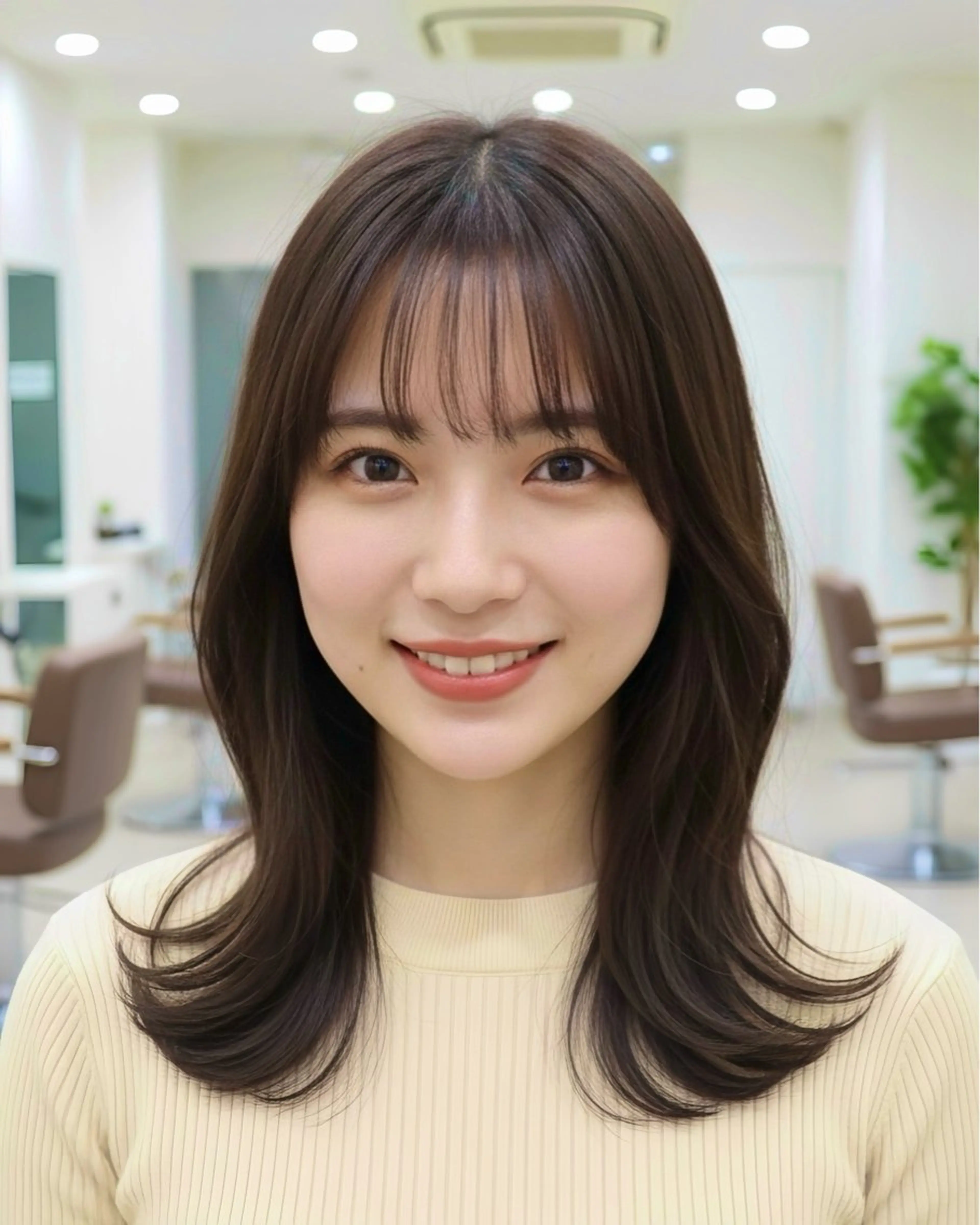 ミディアム カラー 透明感カラー くびれヘア 顔周りカット 似合わせカット 小顔カット カット ヘアカラー トリートメント 顔周り/透明感カラー /似合わせ/難波雄雅のヘアスタイル