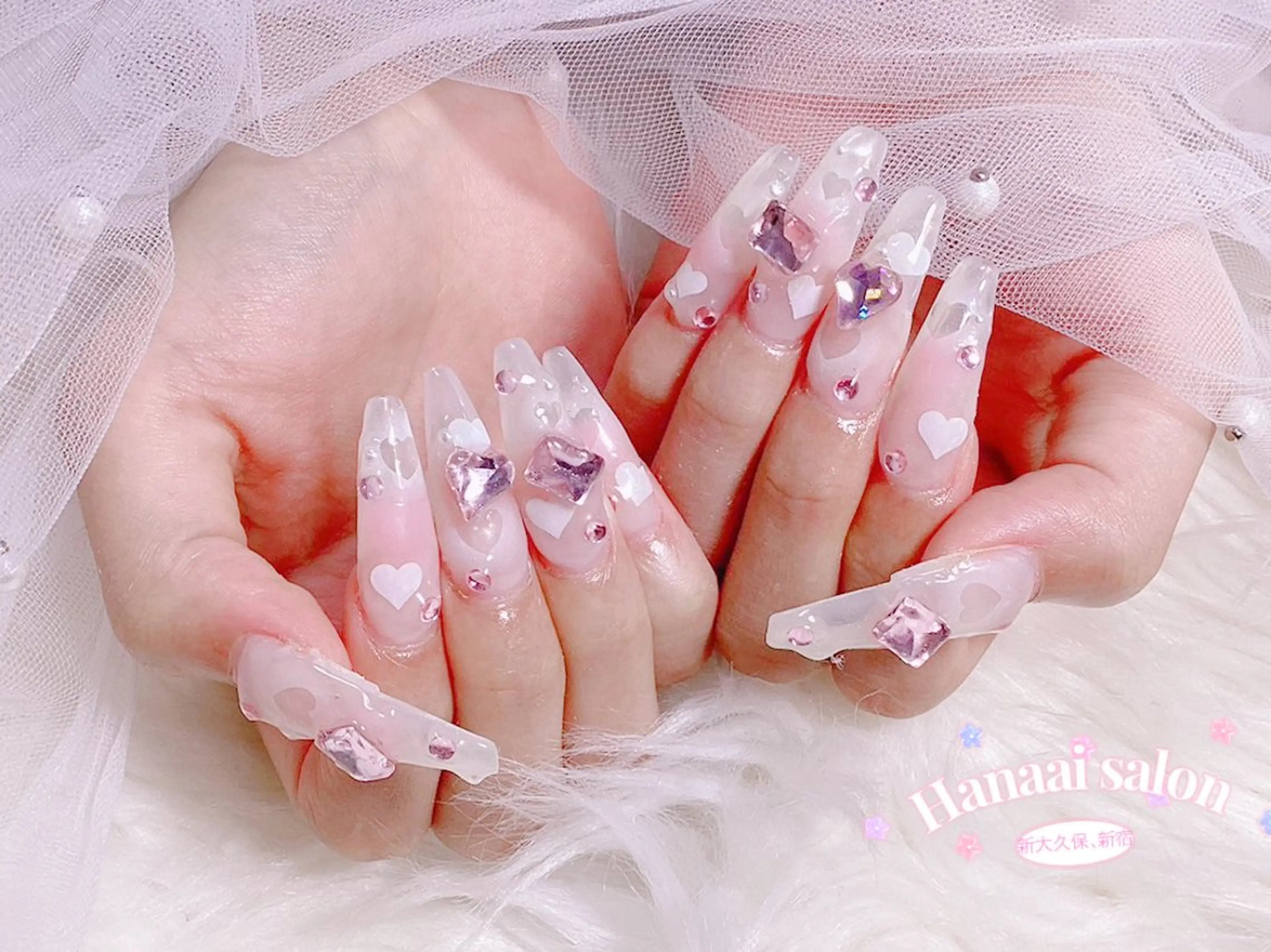 セミロング ハンドネイル Hanaai Salon新大久保店のネイルデザイン