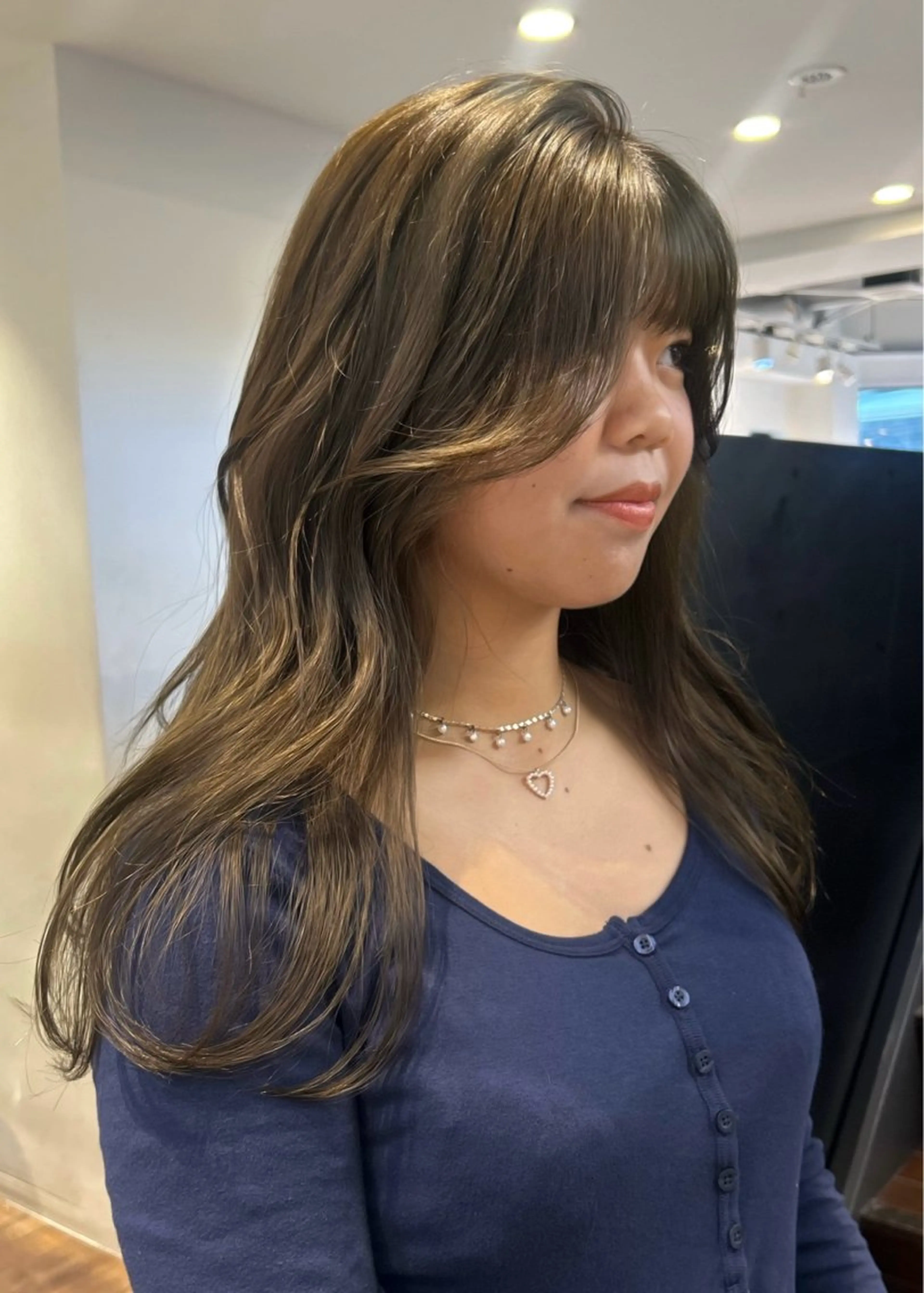 セミロング カラー パーマ メンズ カット ヘアカラー レイヤー/透明感/ ブリーチなし/わかなのヘアスタイル