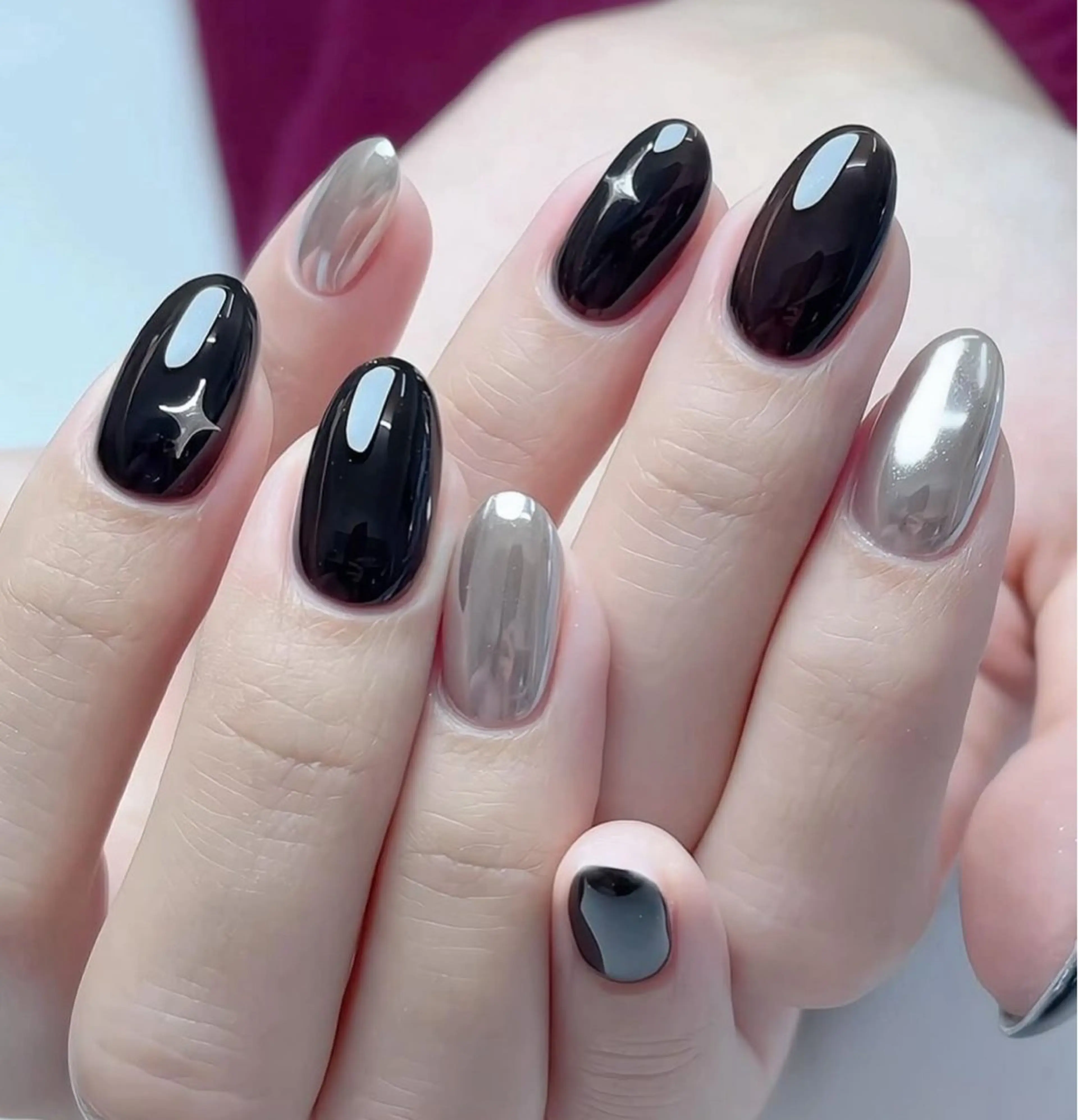 ネイル ハンドネイル 🎀PG🩵 ネイルサロンのネイルデザイン