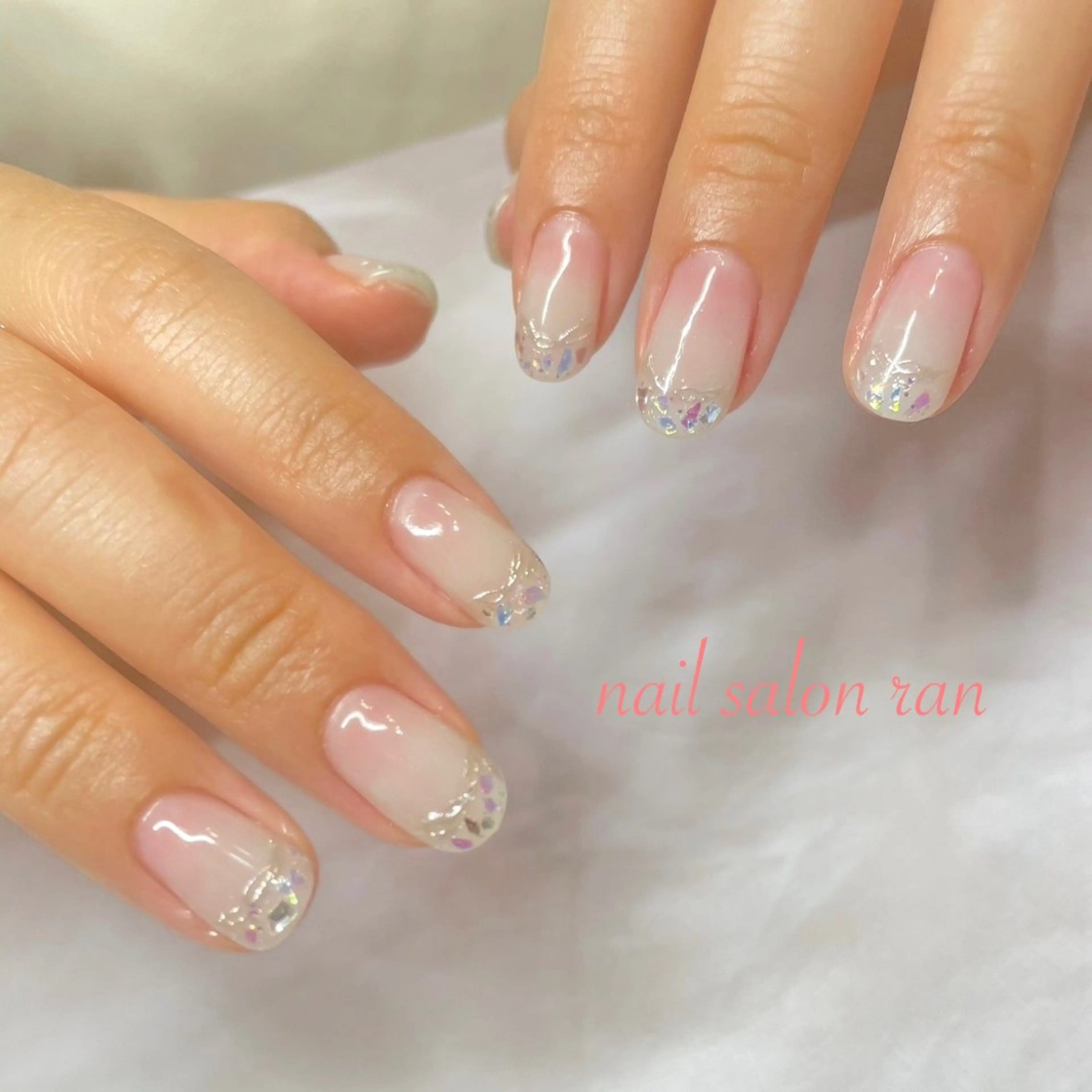 ネイル フレンチネイル ラメ(グリッター) ハンドネイル ハンドケア nailsalon ranのネイルデザイン