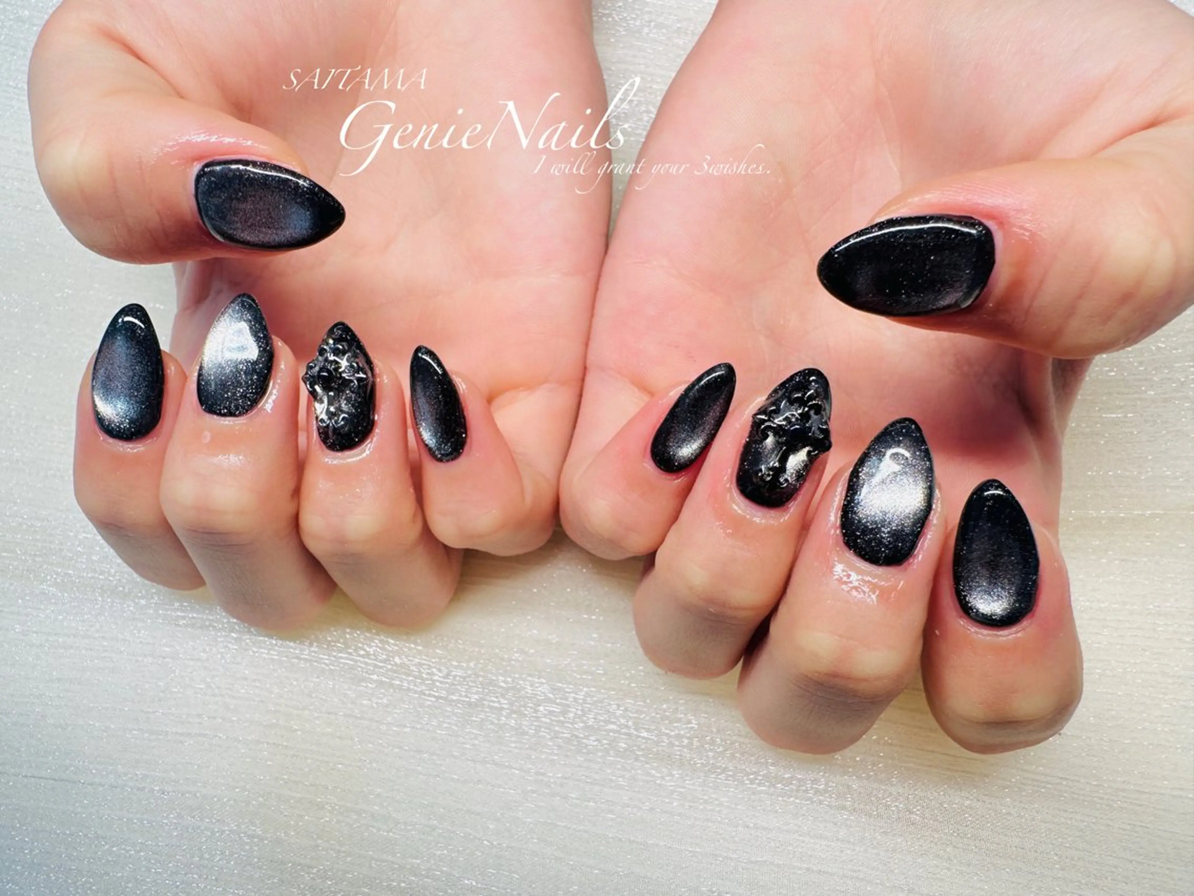 メンズ ネイル アートネイル 氷ネイル・うるうるネイル ロングネイル メンズネイル 持ち込み Genie Nailsのネイルデザイン