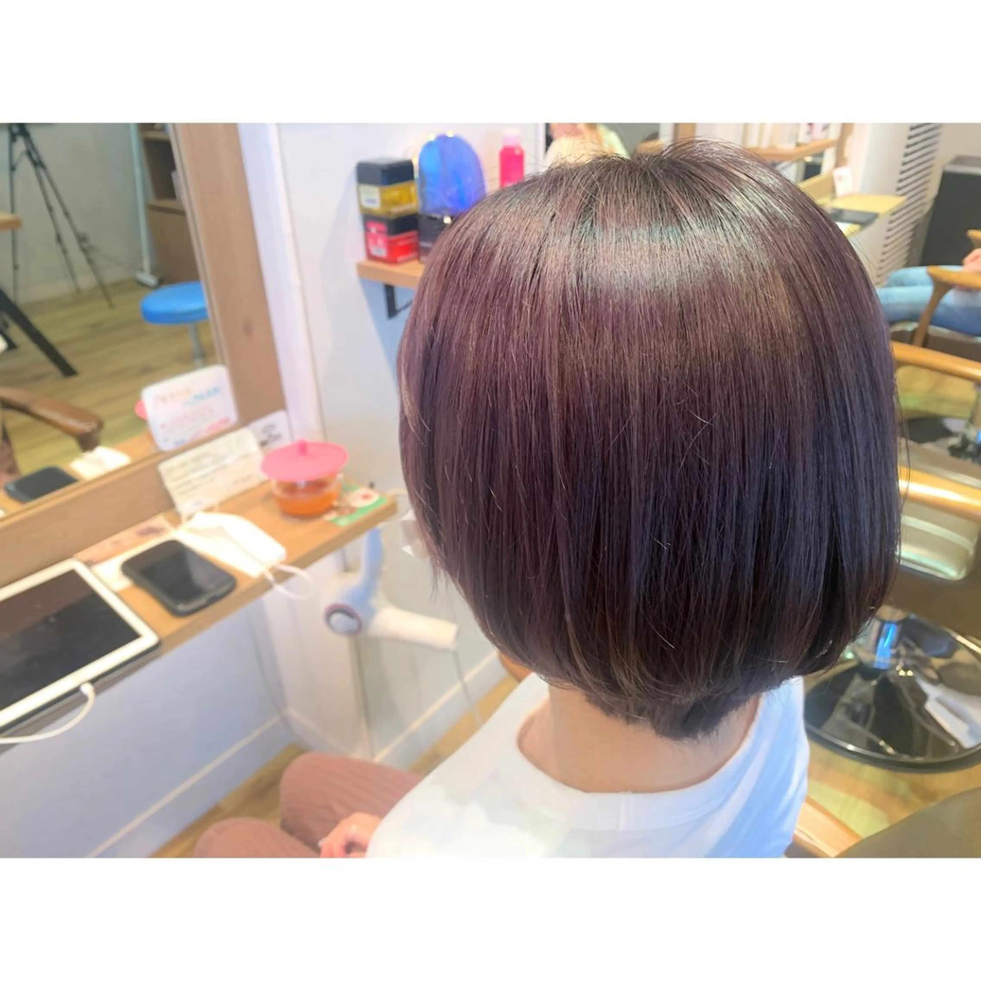ショート カラー パープルカラー ヘアカラー トリートメント ツキダテ ユイのヘアスタイル