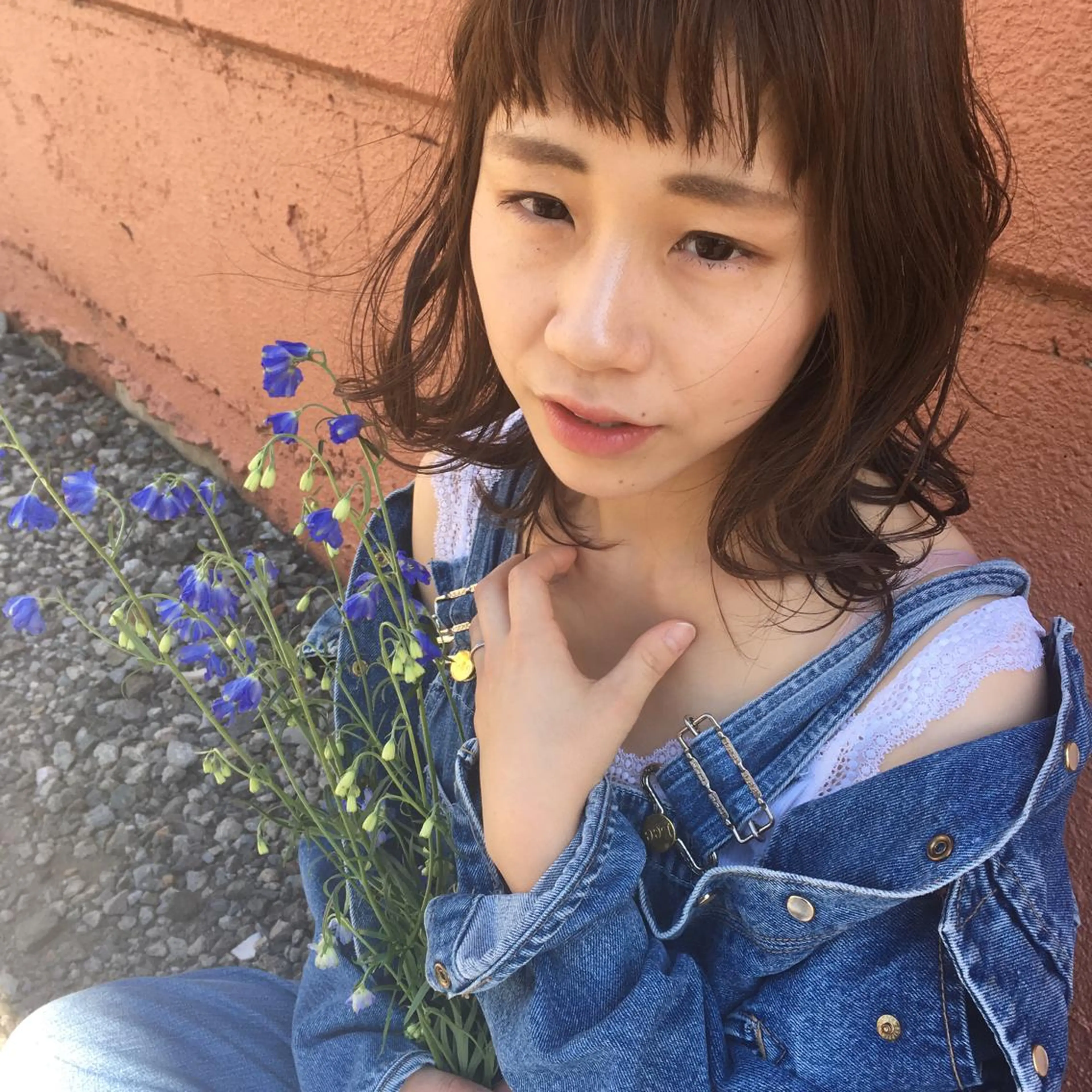 ミディアム カラー パーマ 福島 純子のヘアスタイル