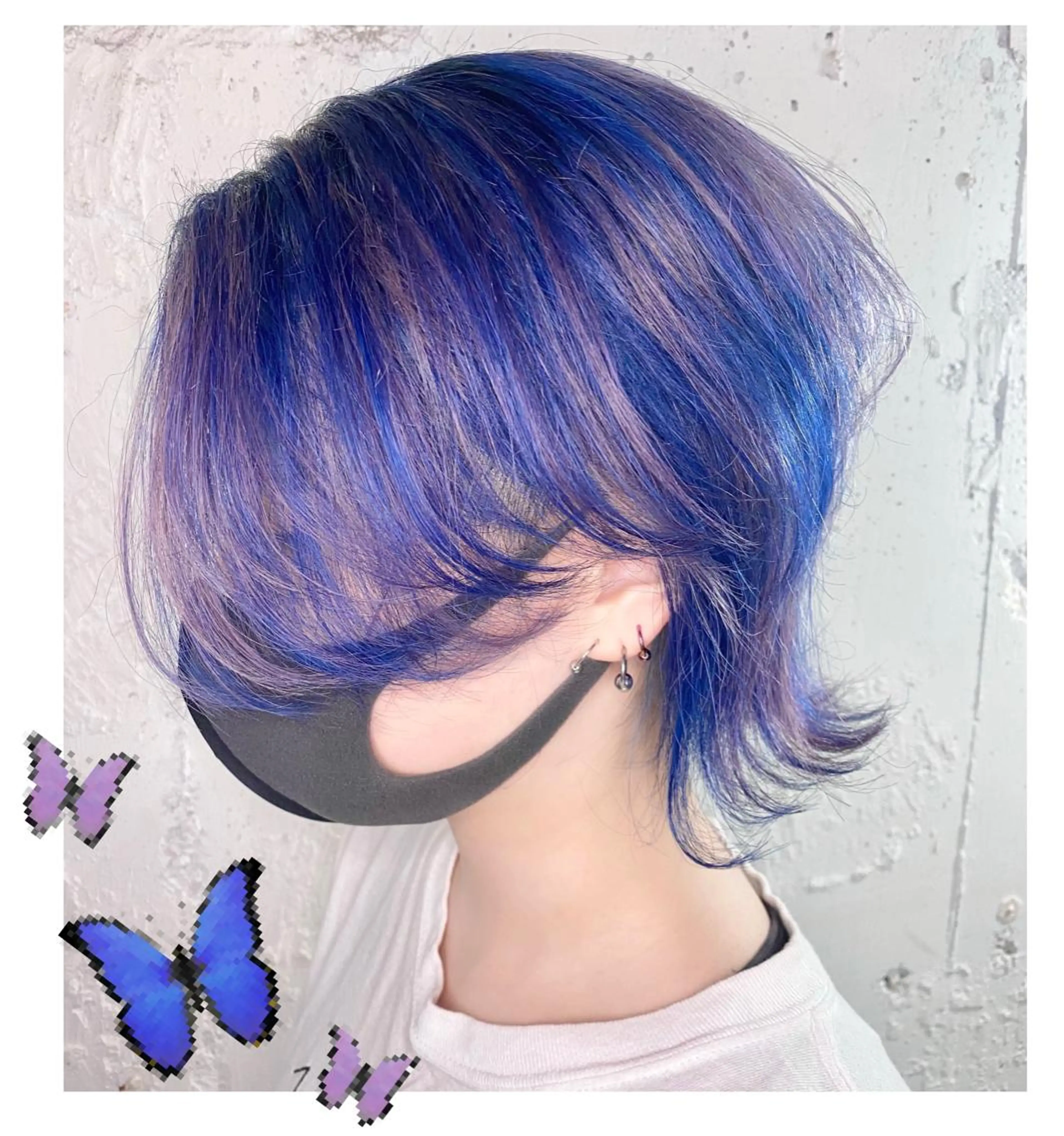 ショート カラー ブルーカラー ハイライトカラー ラベンダーカラー ハイライト GARU-ガル-所属・TSUNO🦖 派手髪/オタク美容師のヘアスタイル