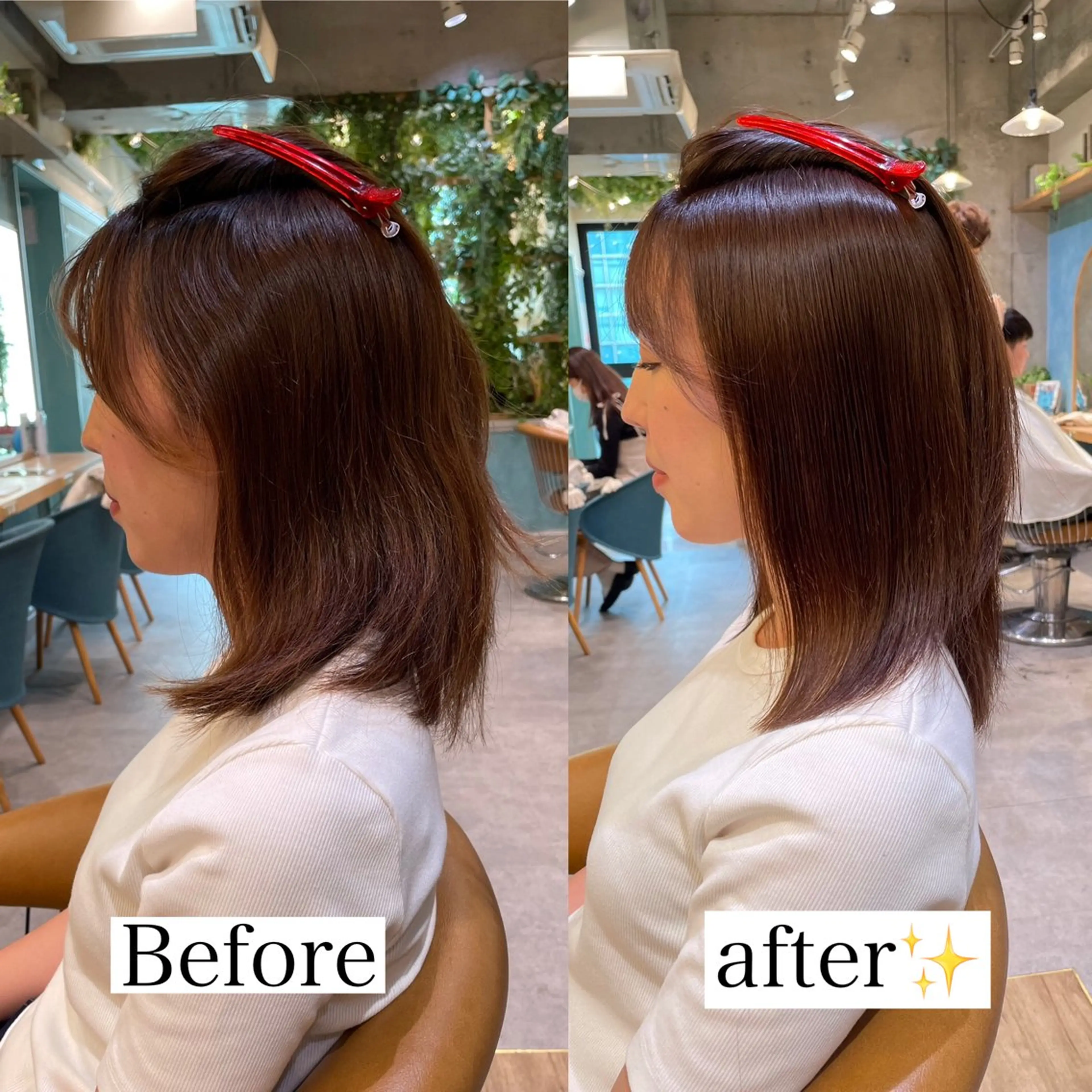 ミディアム カット ヘアカラー 縮毛矯正 トリートメント 山本翔一郎 韓国顔周りレイヤーのヘアスタイル