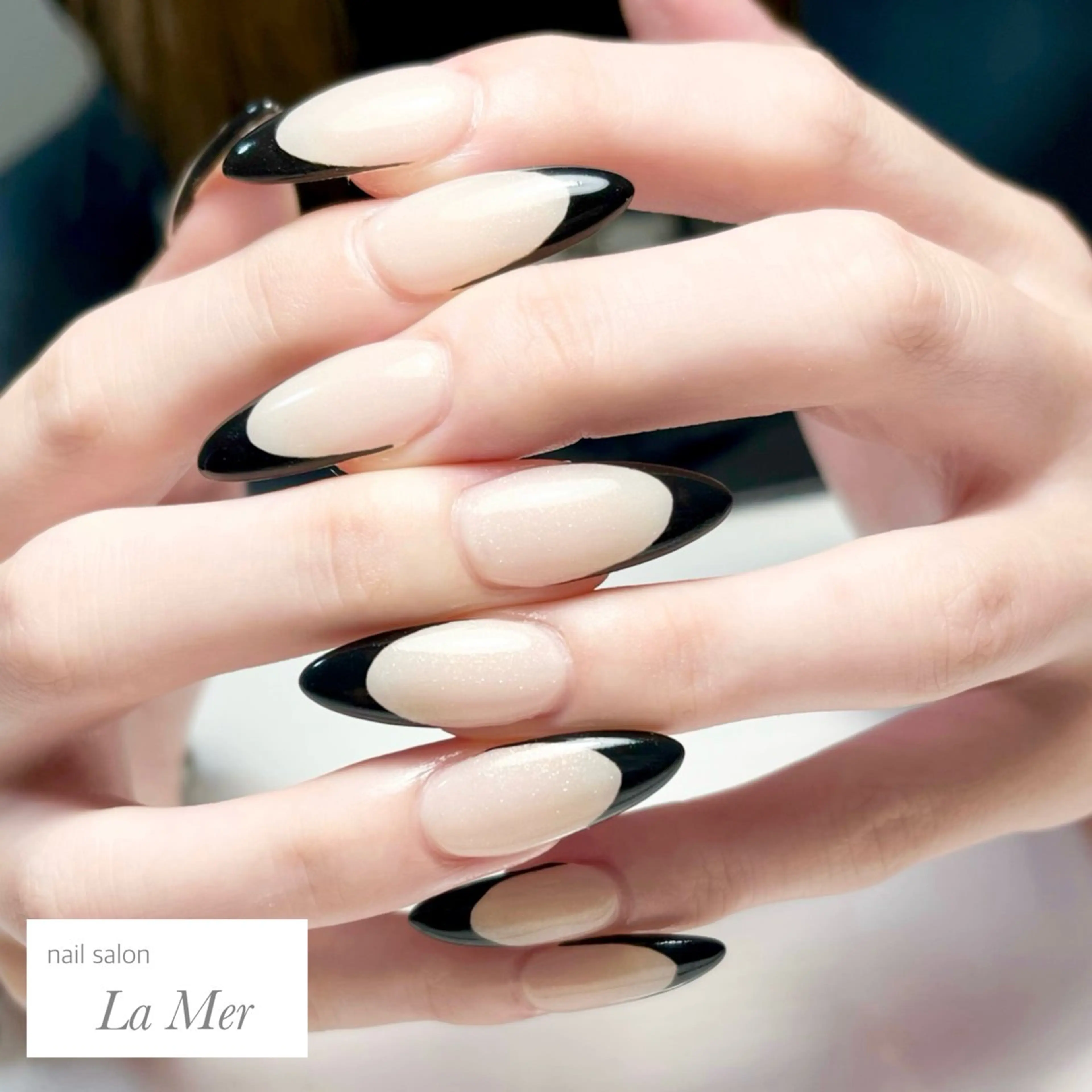 ネイル 長さ出し フレンチネイル ロングネイル 夏ネイル ハンドネイル nailsalon La Merのネイルデザイン
