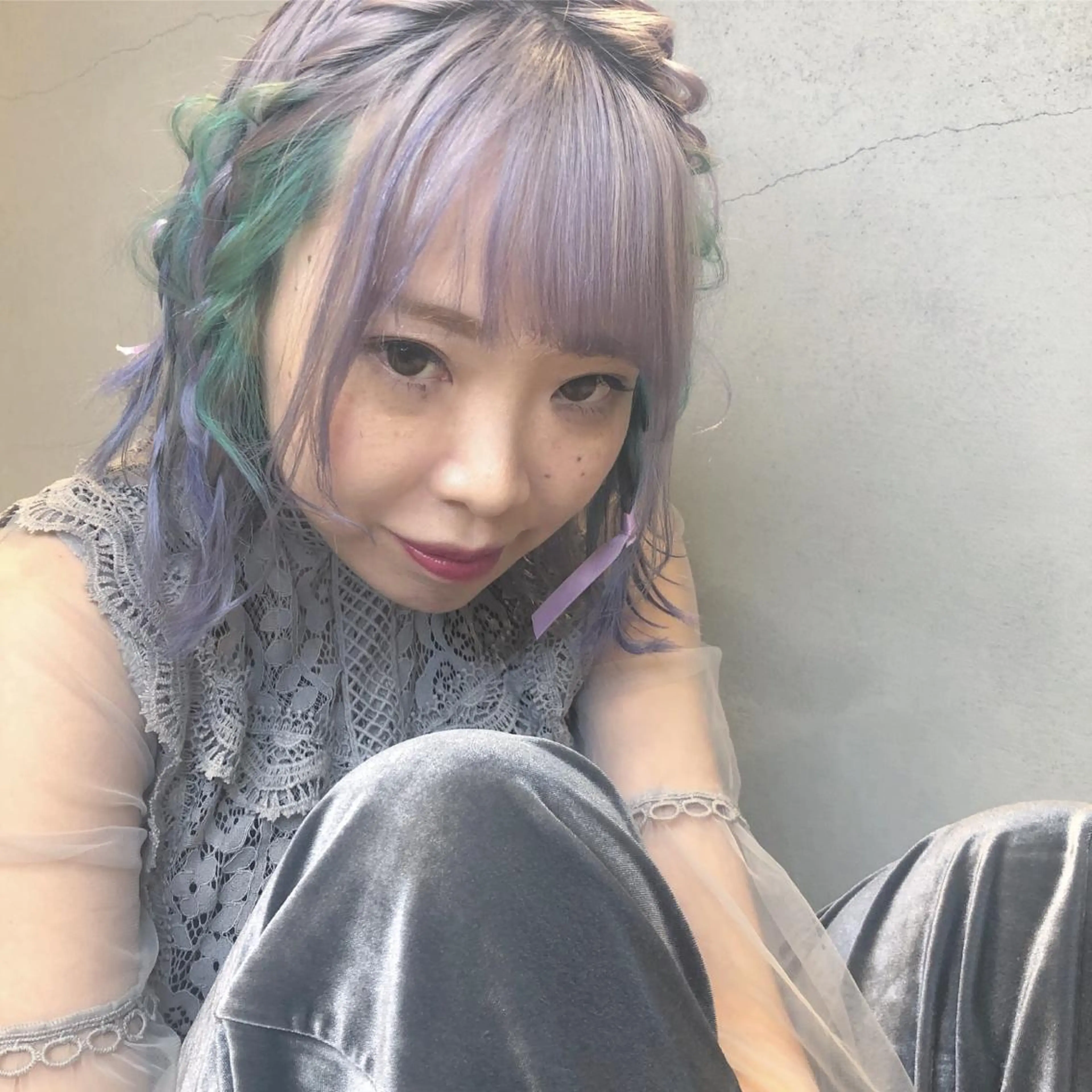 セミロング カラー ヘアアレンジ ユニコーンカラー ORIKA 美容室のヘアスタイル