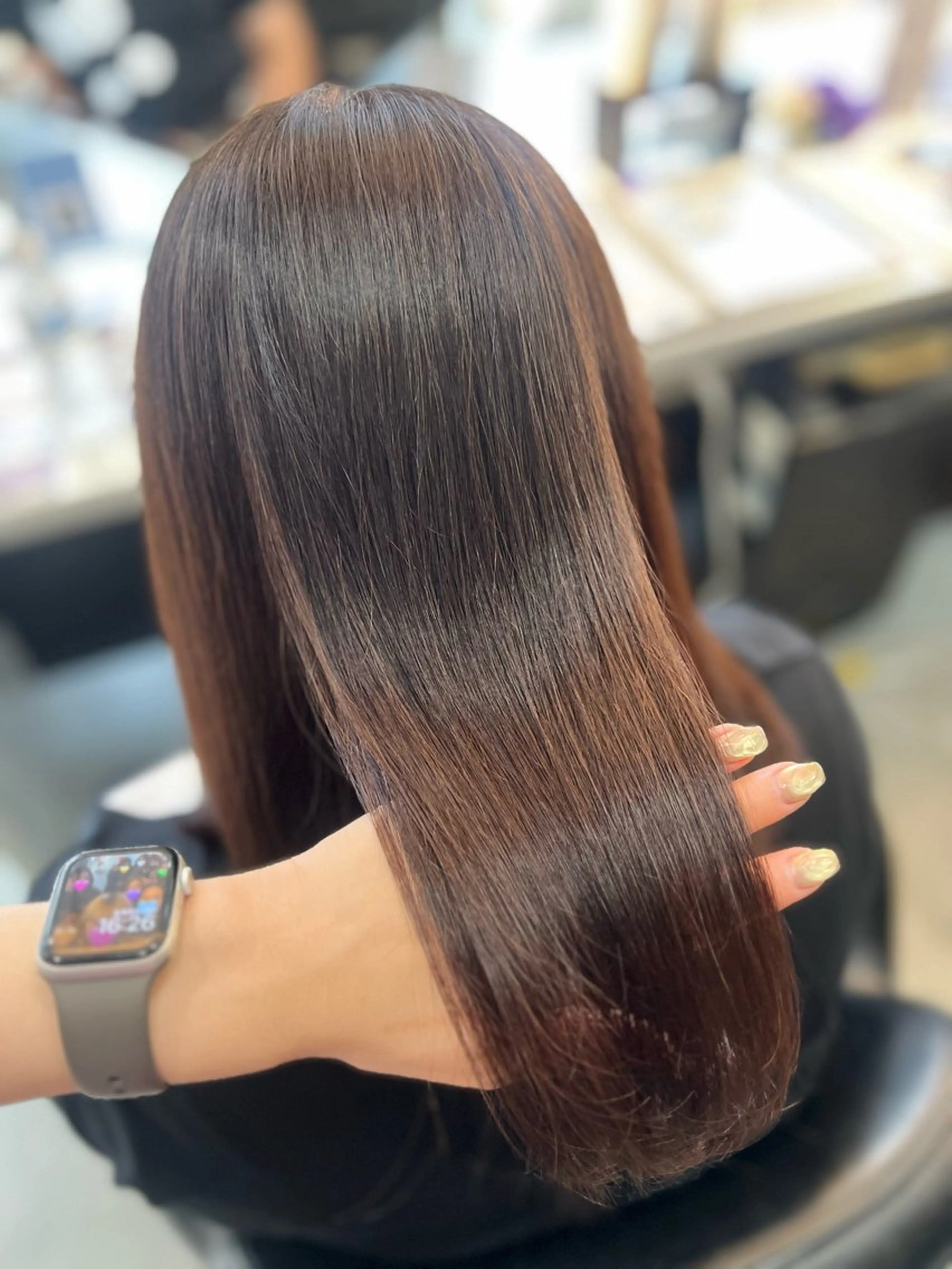 ロング 髪質改善 トリートメント 酸性ストレート 韓国風顔まわり/ベー ジュ/マツエク♡美咲のヘアスタイル