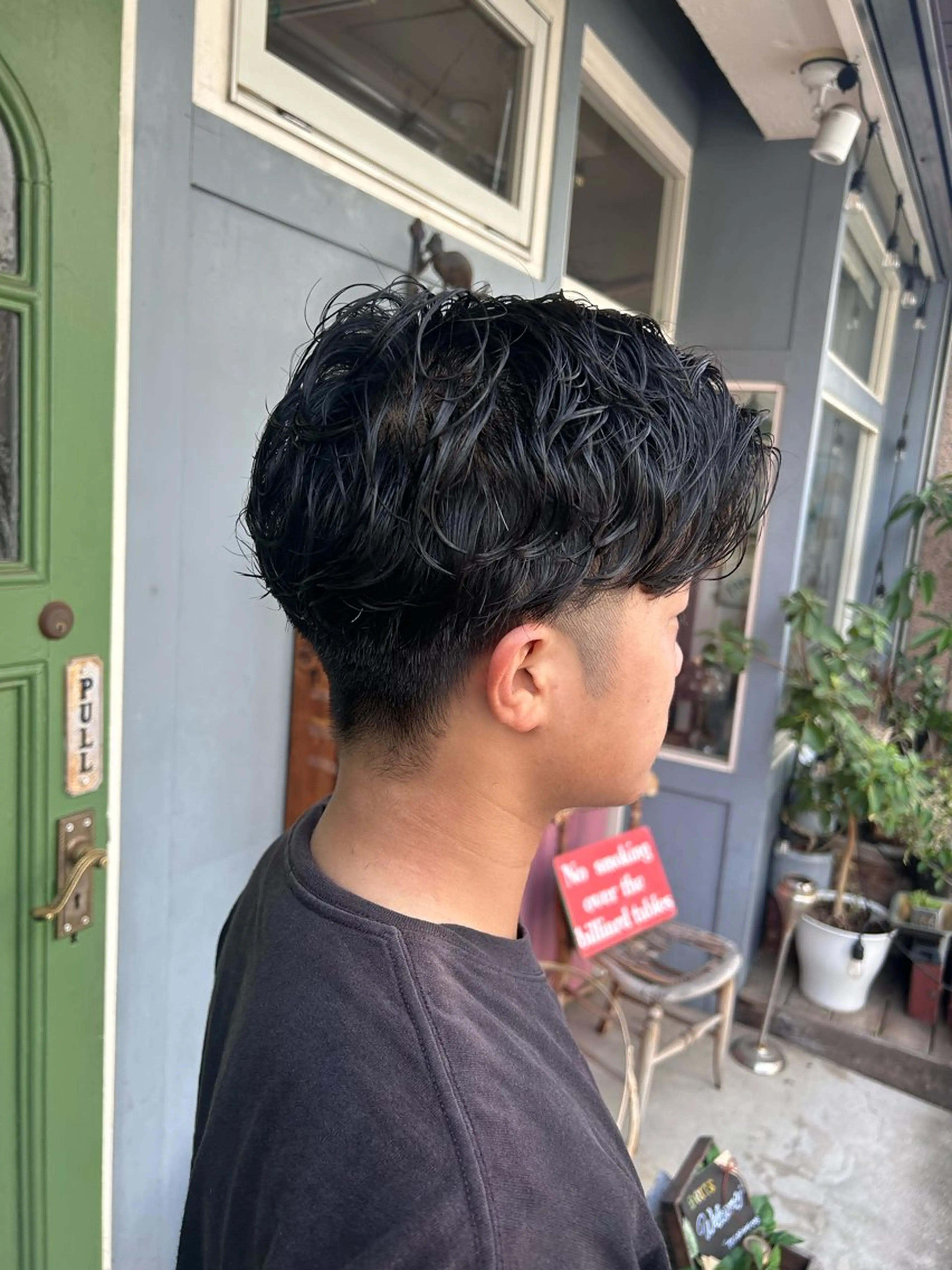 ショート パーマ メンズ カット ヘアカラー パーマ 清水千優/パーマ/透 明感カラー/メンズのヘアスタイル