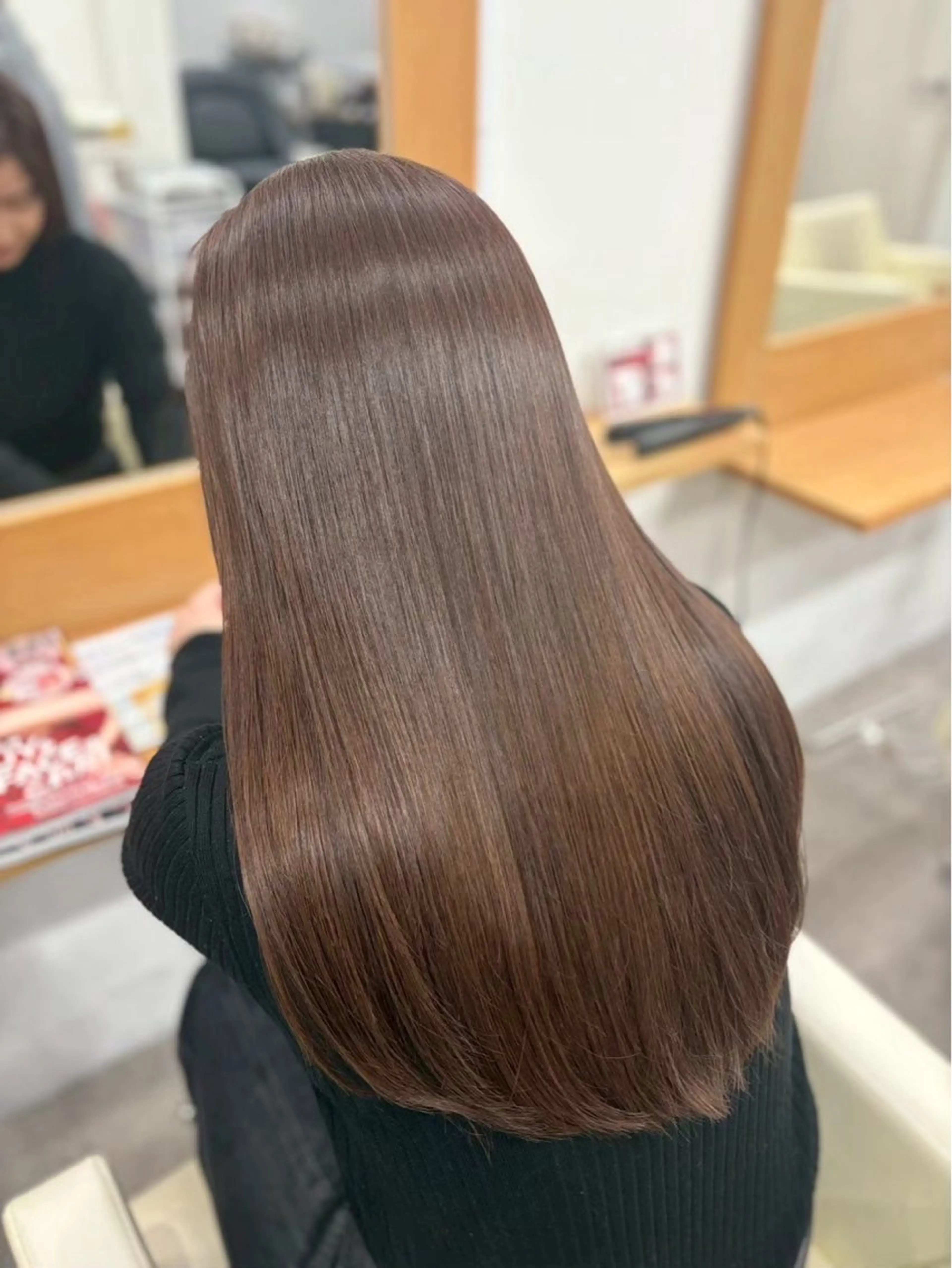 ロング 酸性ストレート カット ヘアカラー トリートメント source河原町 /水本賢のヘアスタイル