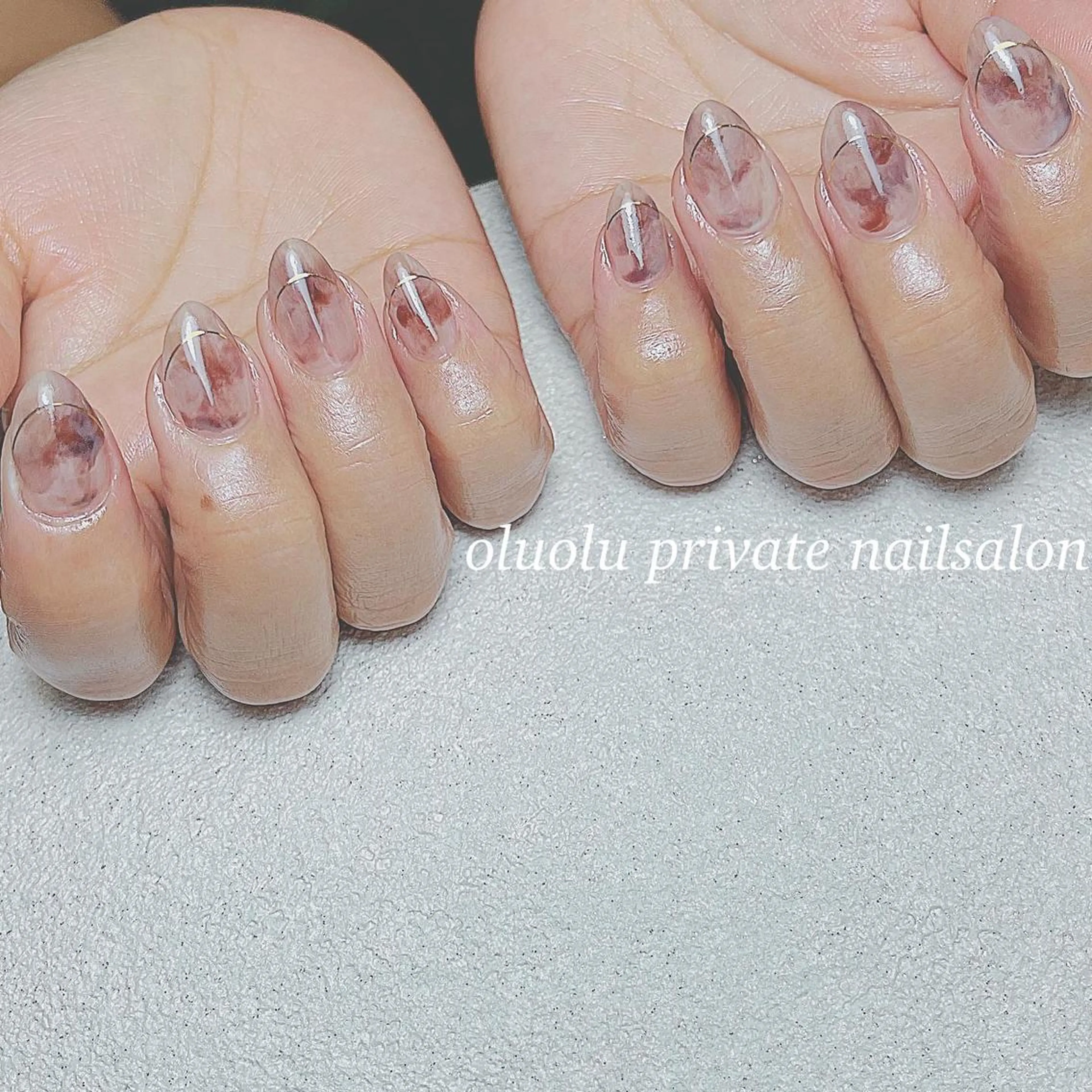 ネイル アートネイル ブラウン フットネイル ジェルネイル ニュアンスネイル ハンドネイル 大村 紬華のネイルデザイン