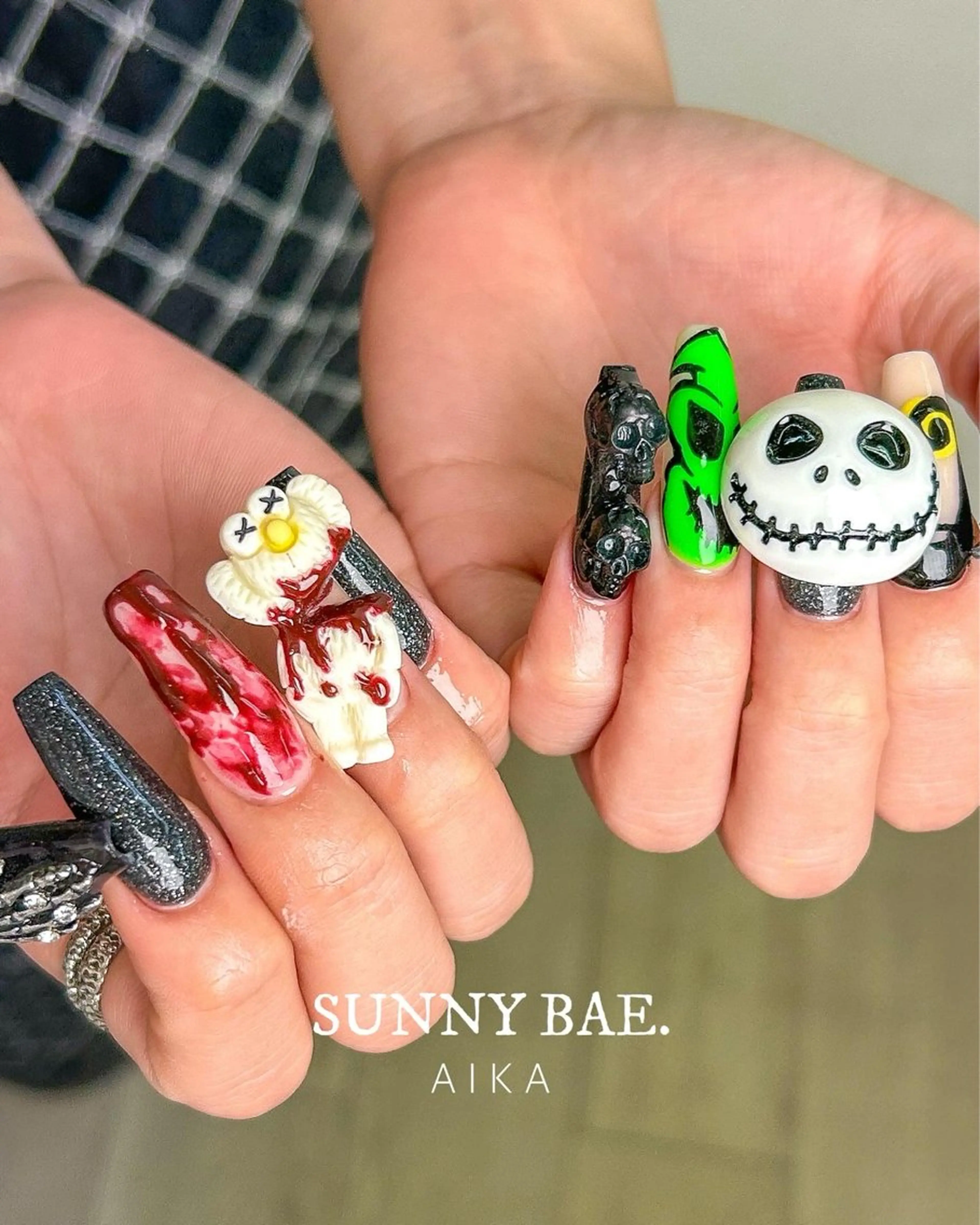 ネイル ハロウィン スカルプネイル Made By AIKAのネイルデザイン