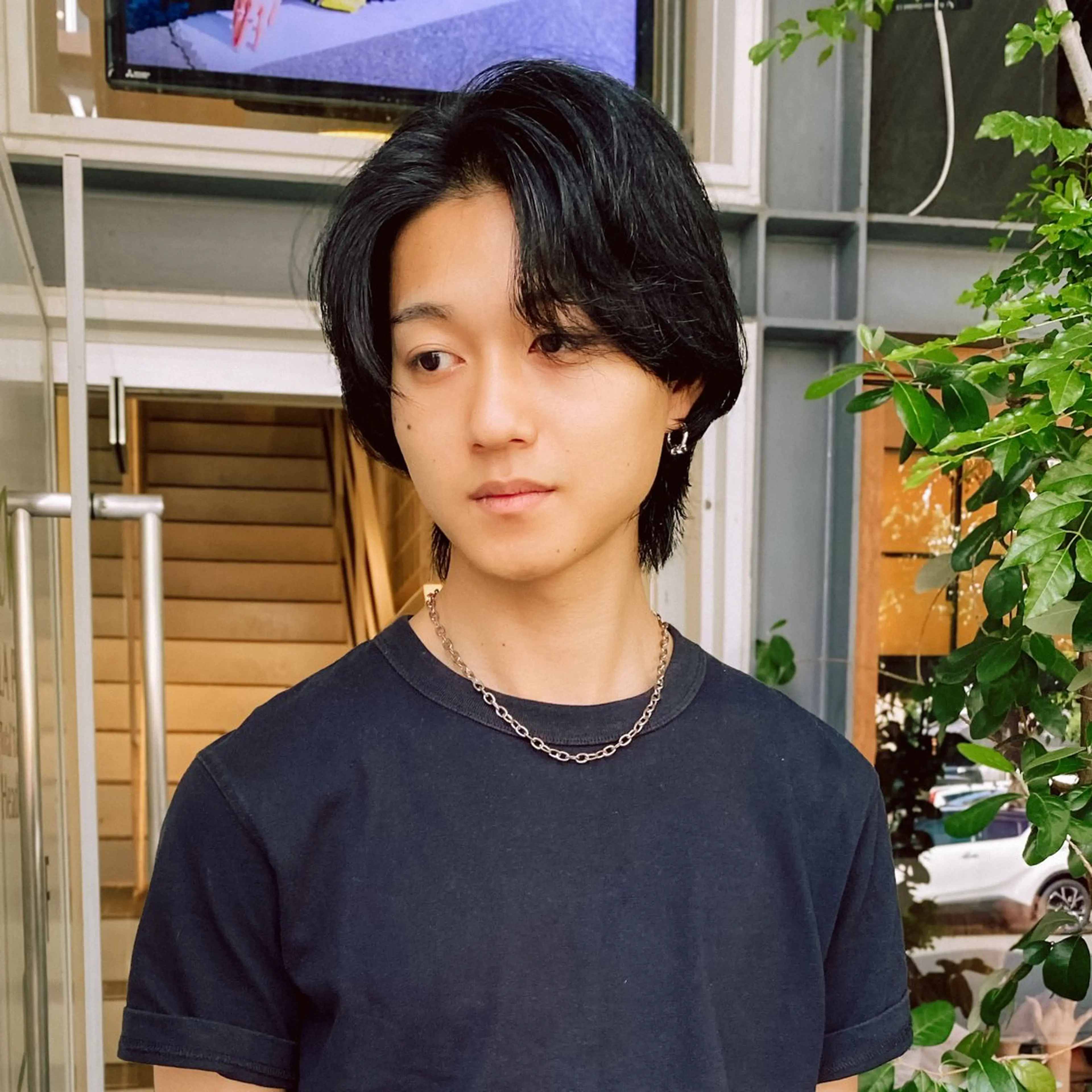 ミディアム メンズ センターパート カット パーマ トリートメント 栄/矢場町 三井太朗のヘアスタイル