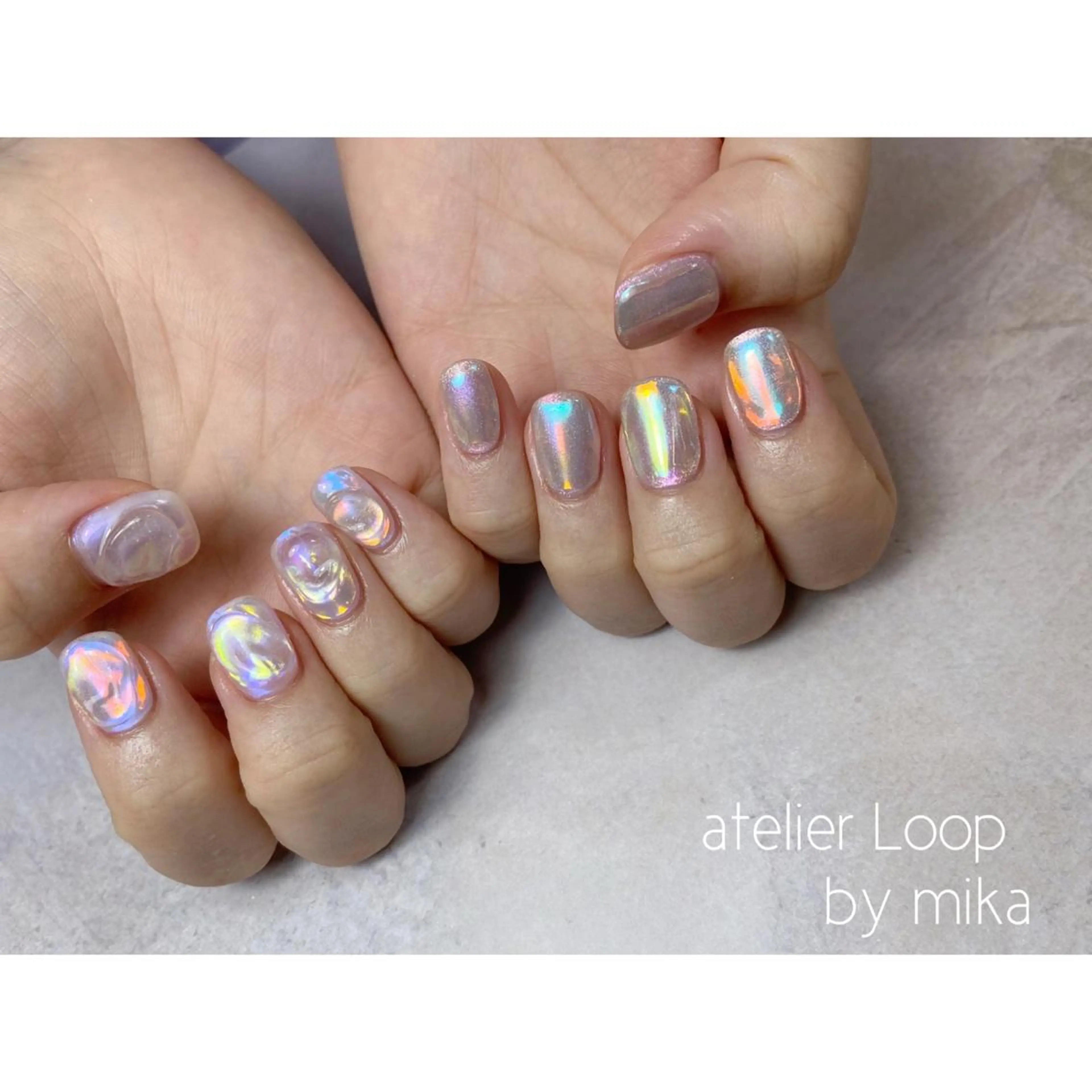 ネイル アートネイル カジュアル クリアネイル 氷ネイル・うるうるネイル マグネットネイル atelierLoopbyshiho所属・atelier Loop♪MIKAのネイルデザイン