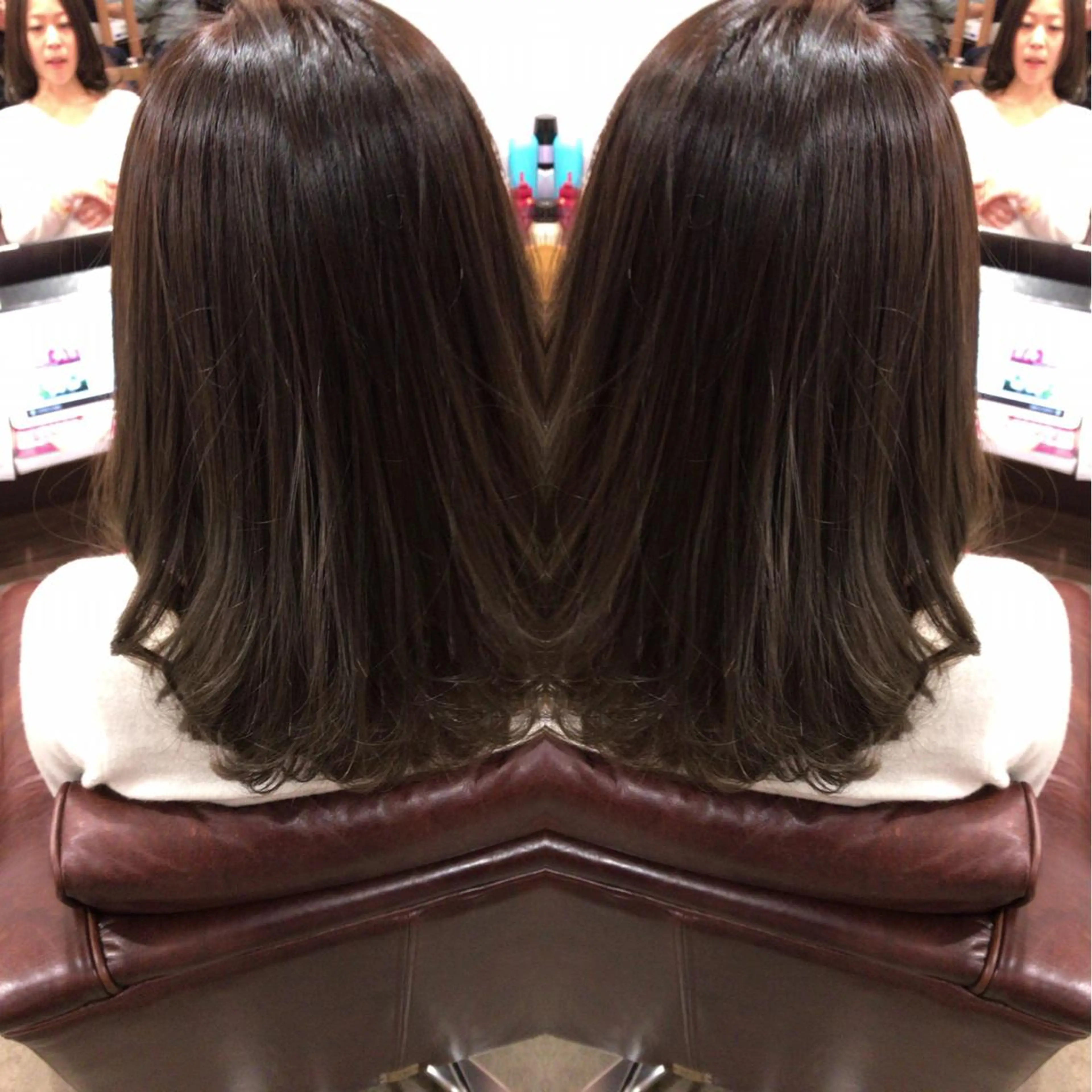 ミディアム カラー パーマ レイヤーカット匠 イソザキノリユキのヘアスタイル