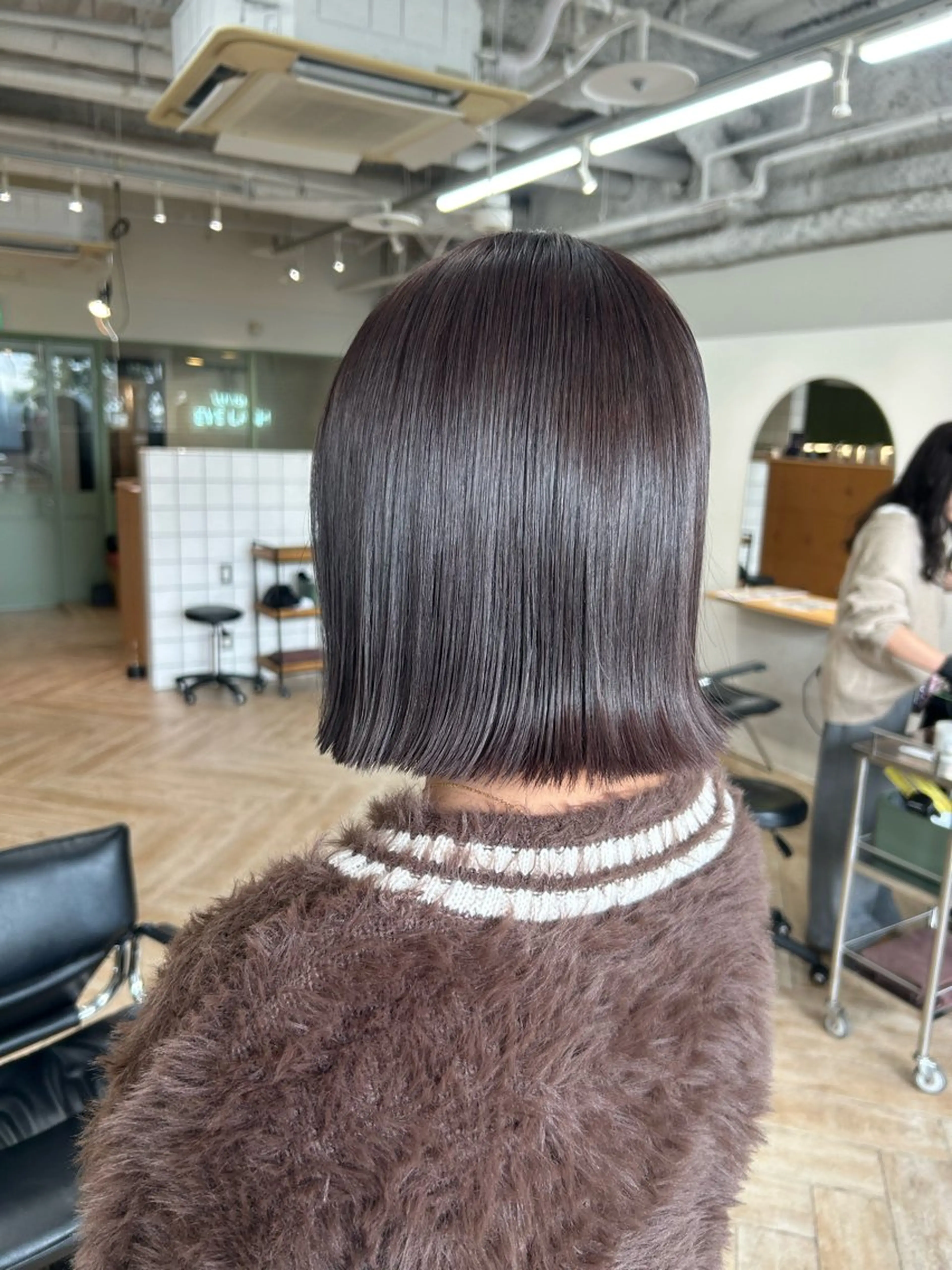 ミディアム カラー ヘアカラー トリートメント ベージュ/ダブルカラ ー/新潟駅/青柳萌果のヘアスタイル