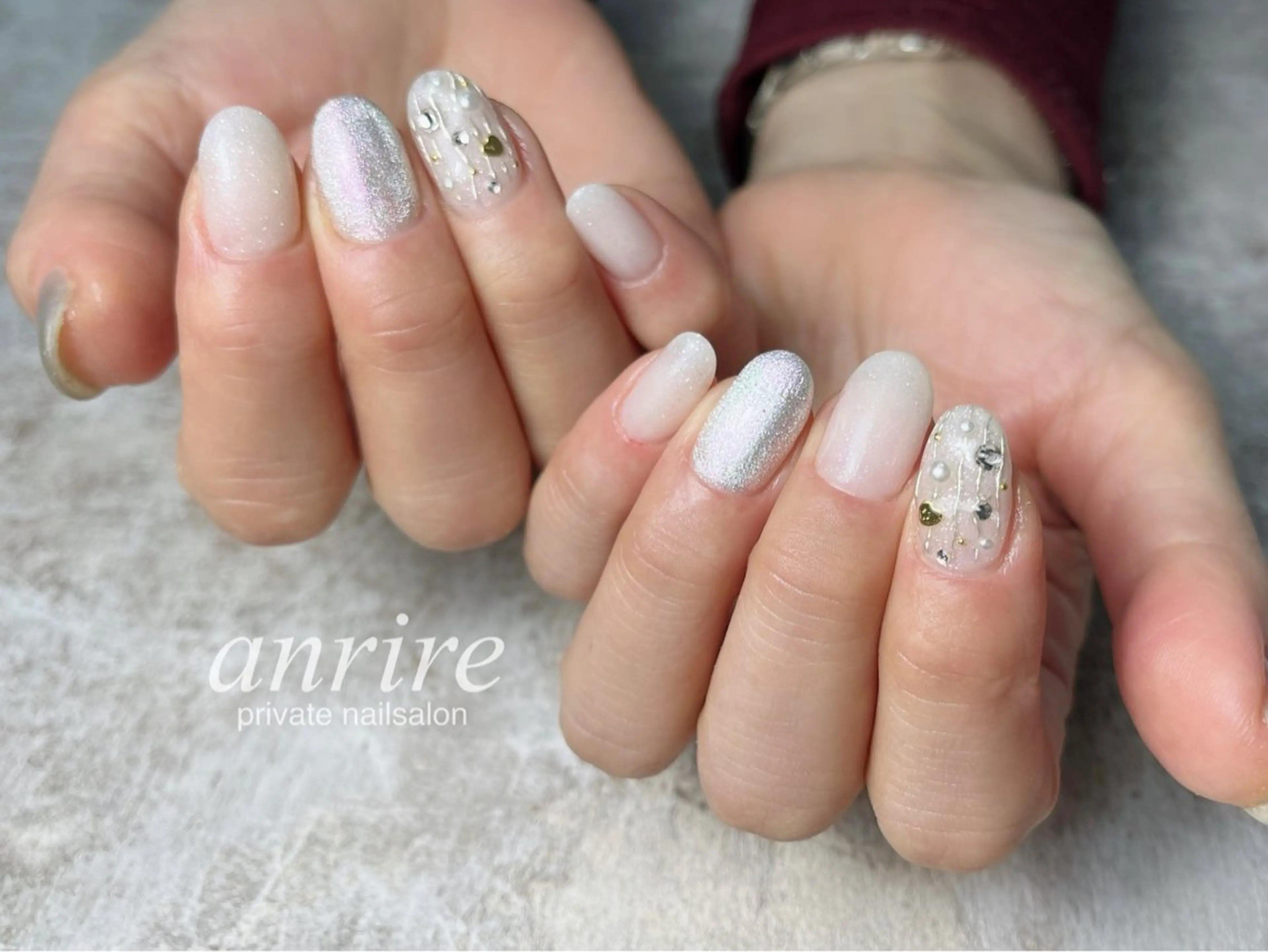 ネイル ブルー ジェルネイル ハート キラキラネイル マグネットネイル ハンドネイル nail salon anrire〜アンリール〜所属・nailsalon anrireのネイルデザイン