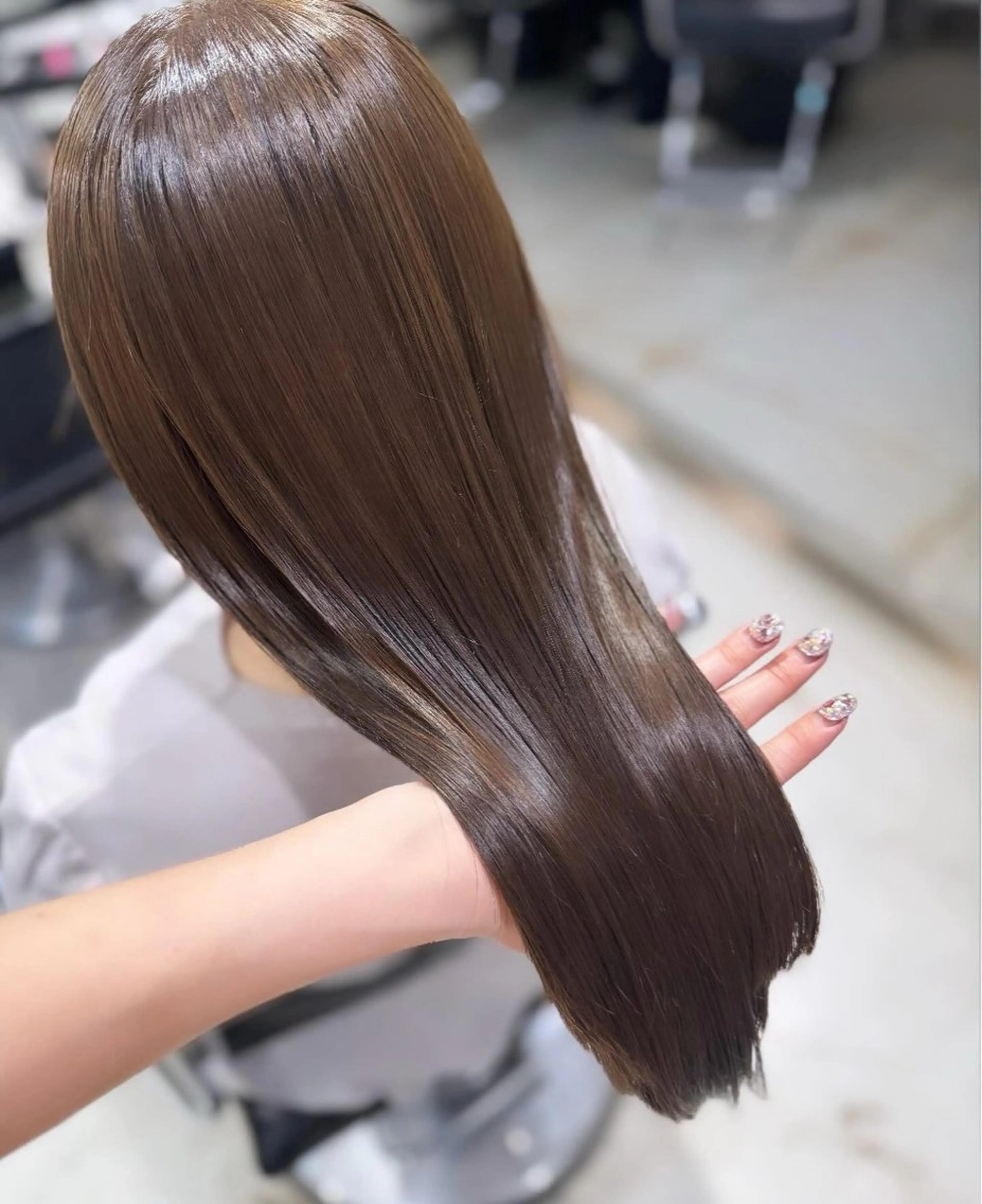 セミロング カラー パーマ ヘアアレンジ 透明感/オリーブ/ グレージュ/YUKAのヘアスタイル