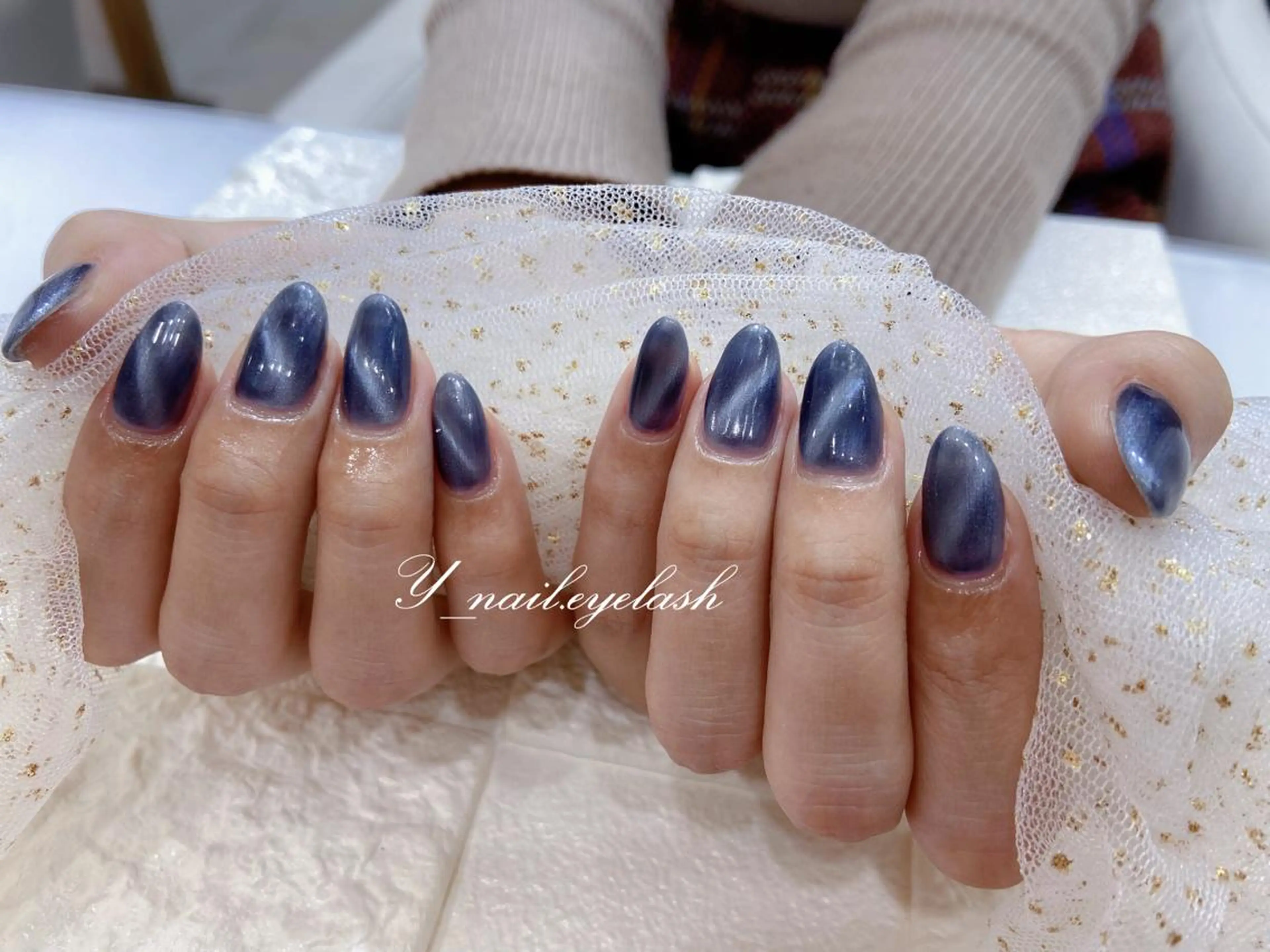 ネイル ブルー ジェルネイル マグネットネイル Umi nail& eyelashのネイルデザイン