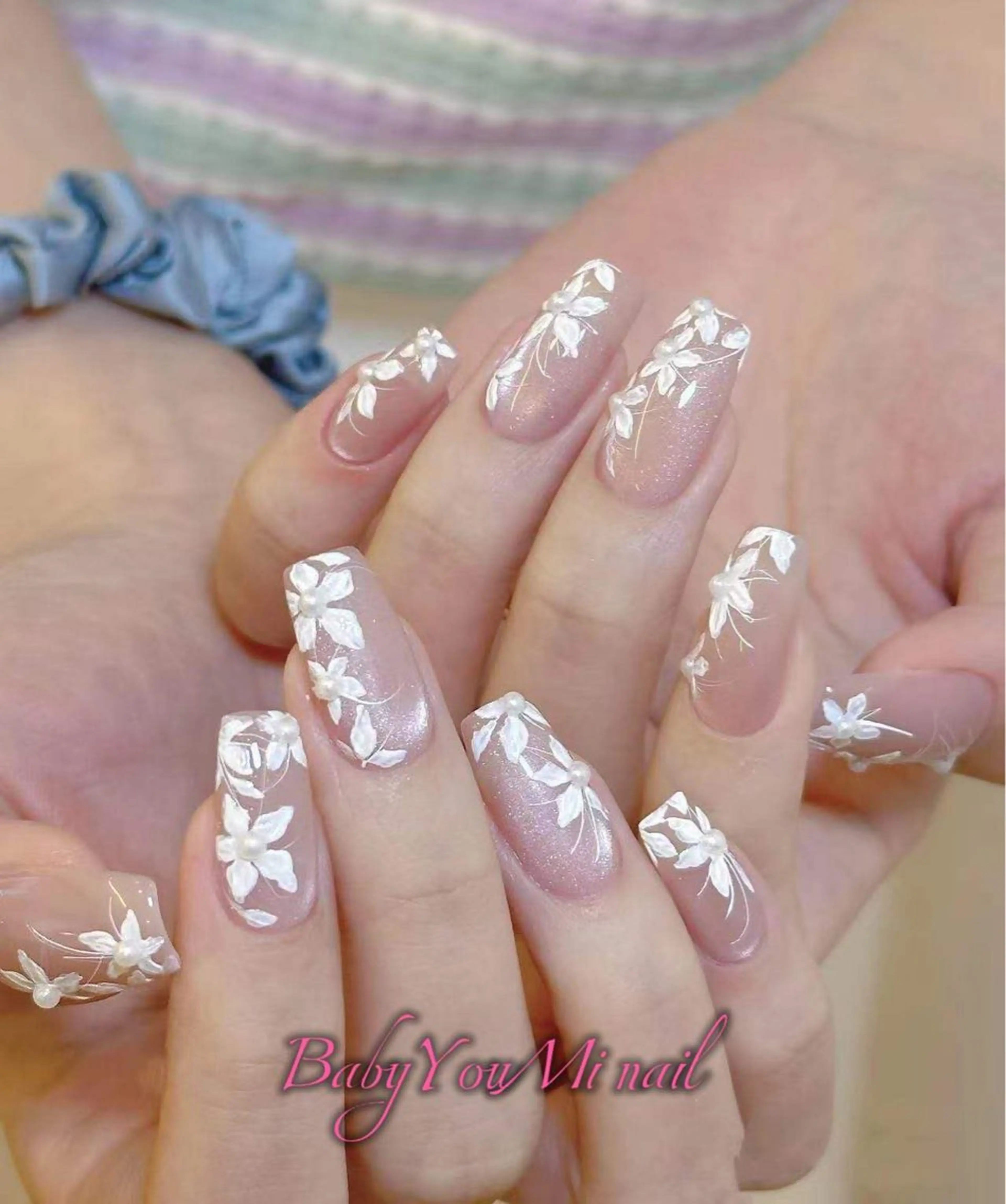 ネイル オーロラネイル フラワーネイル フットネイル フレンチネイル ジェルネイル ハンドネイル BabyYouMi ねねのネイルデザイン
