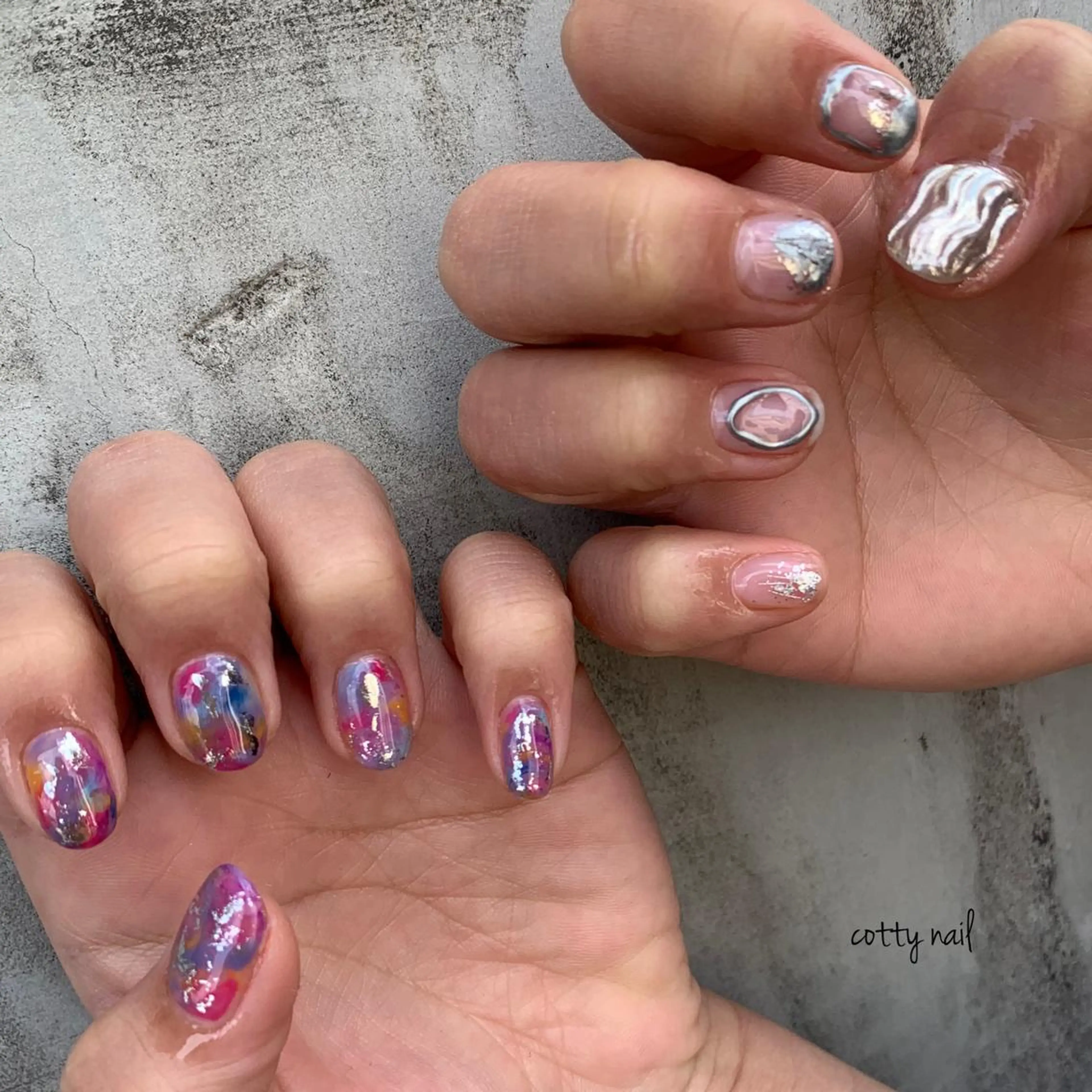 ネイル ジェルネイル ニュアンスネイル シルバー cottynail -miki-のその他イメージ