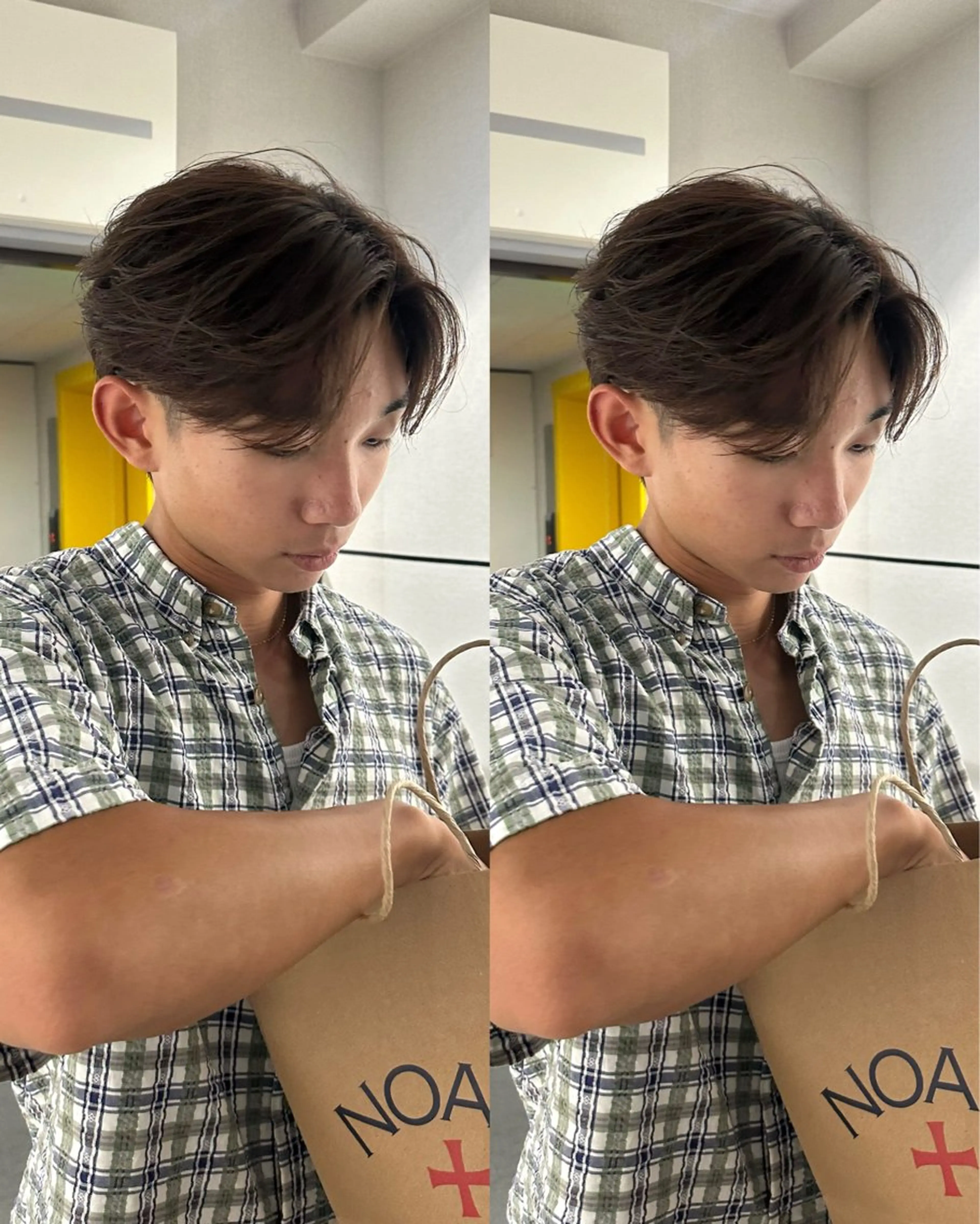 ミディアム パーマ メンズ カット パーマ SALOWIN 原宿 iori所属・🌟原宿指名No.1 センターパート⭐️のヘアスタイル