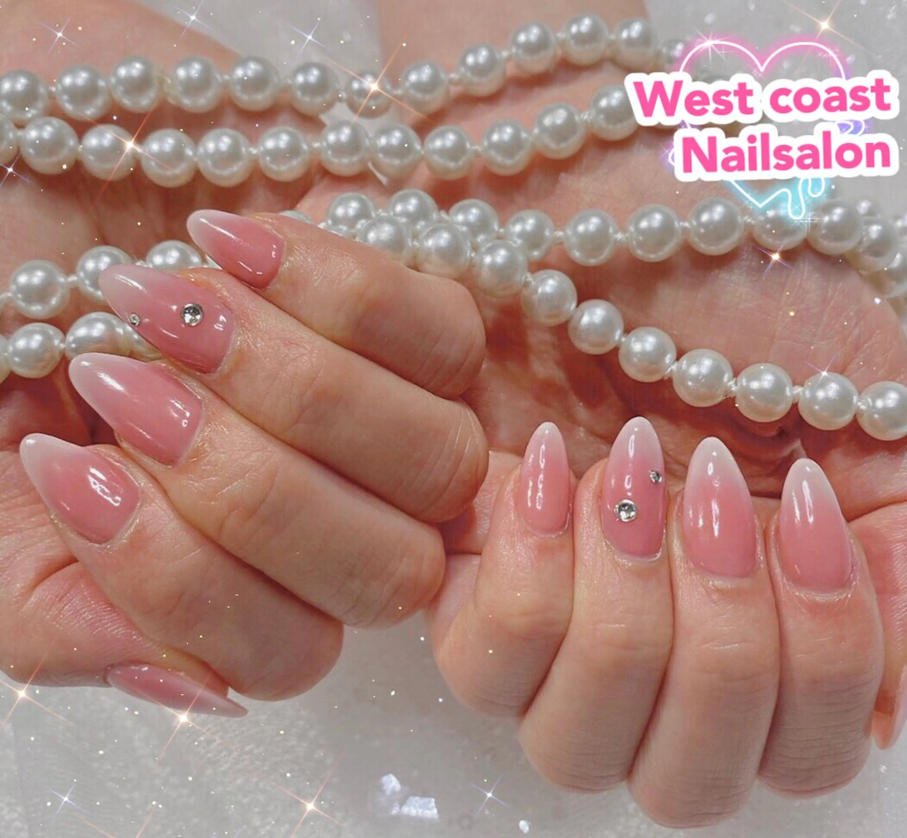 ネイル リボン、ガーリー パーツ放題専門店のネイルデザイン