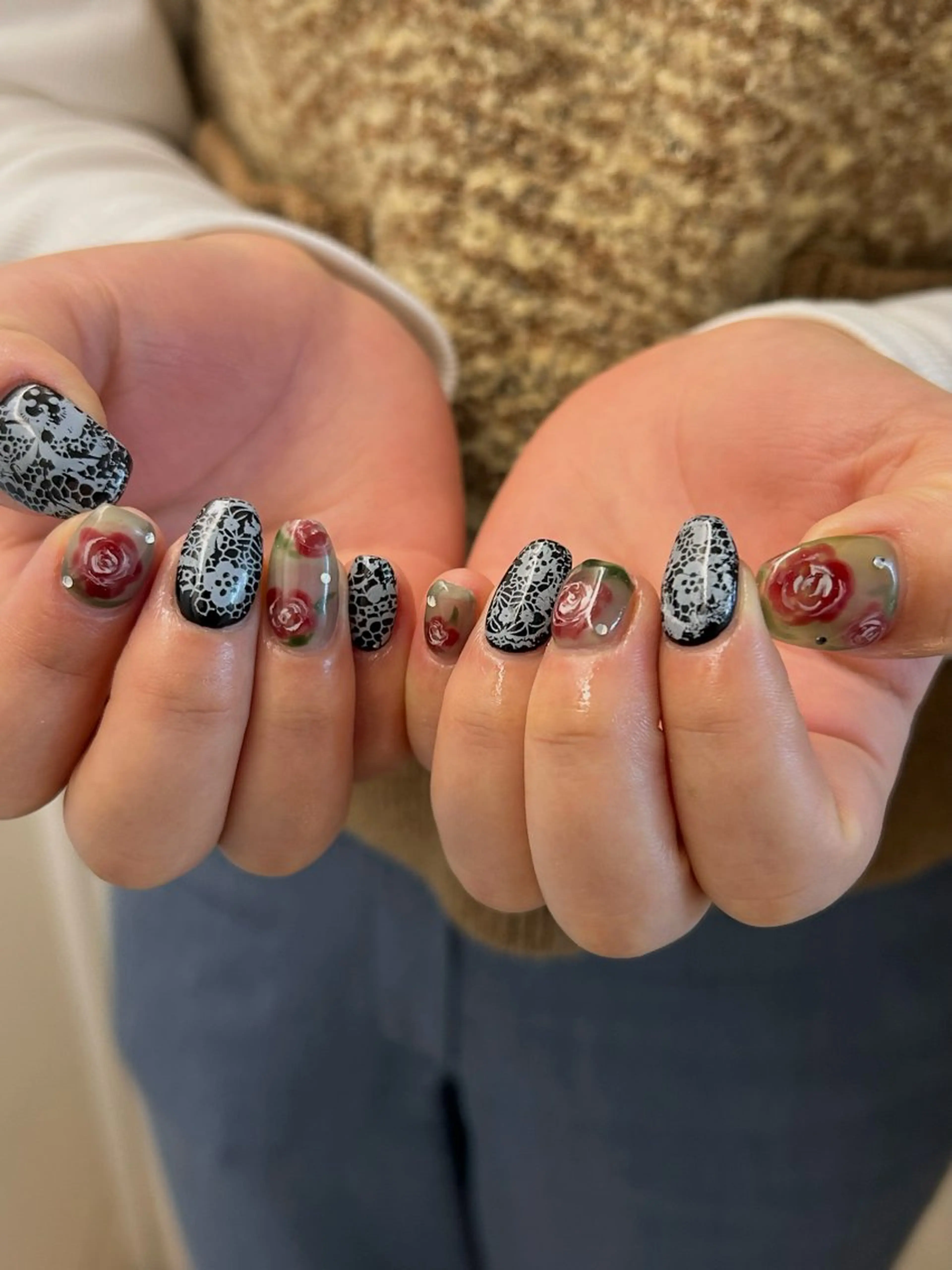 ネイル ハンドネイル 🌟暖色系ハイトーン 🌟AIのヘアスタイル