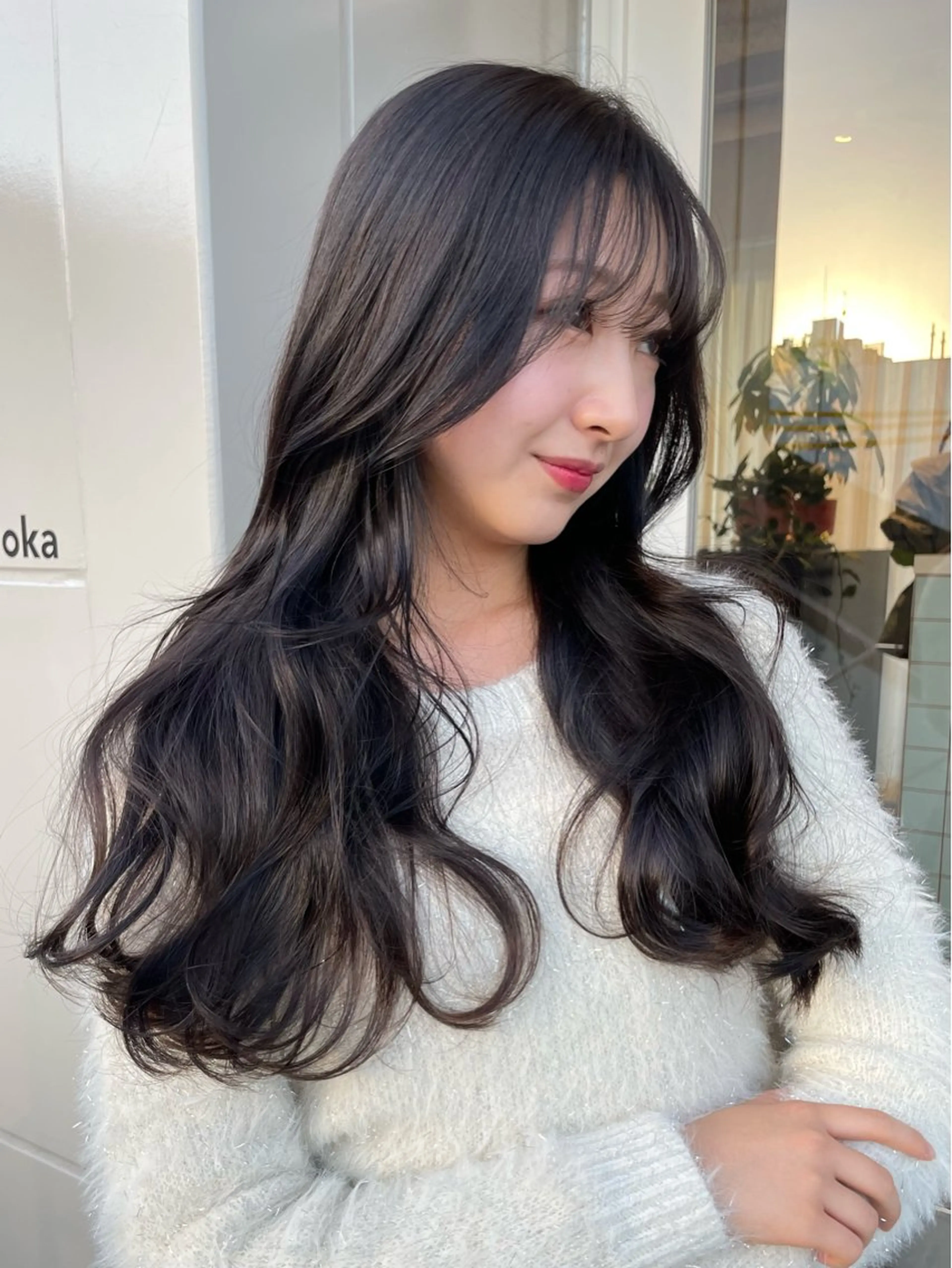 ロング カラー 透明感カラー グレージュ ヘアカラー トリートメント 若月 あやかのヘアスタイル