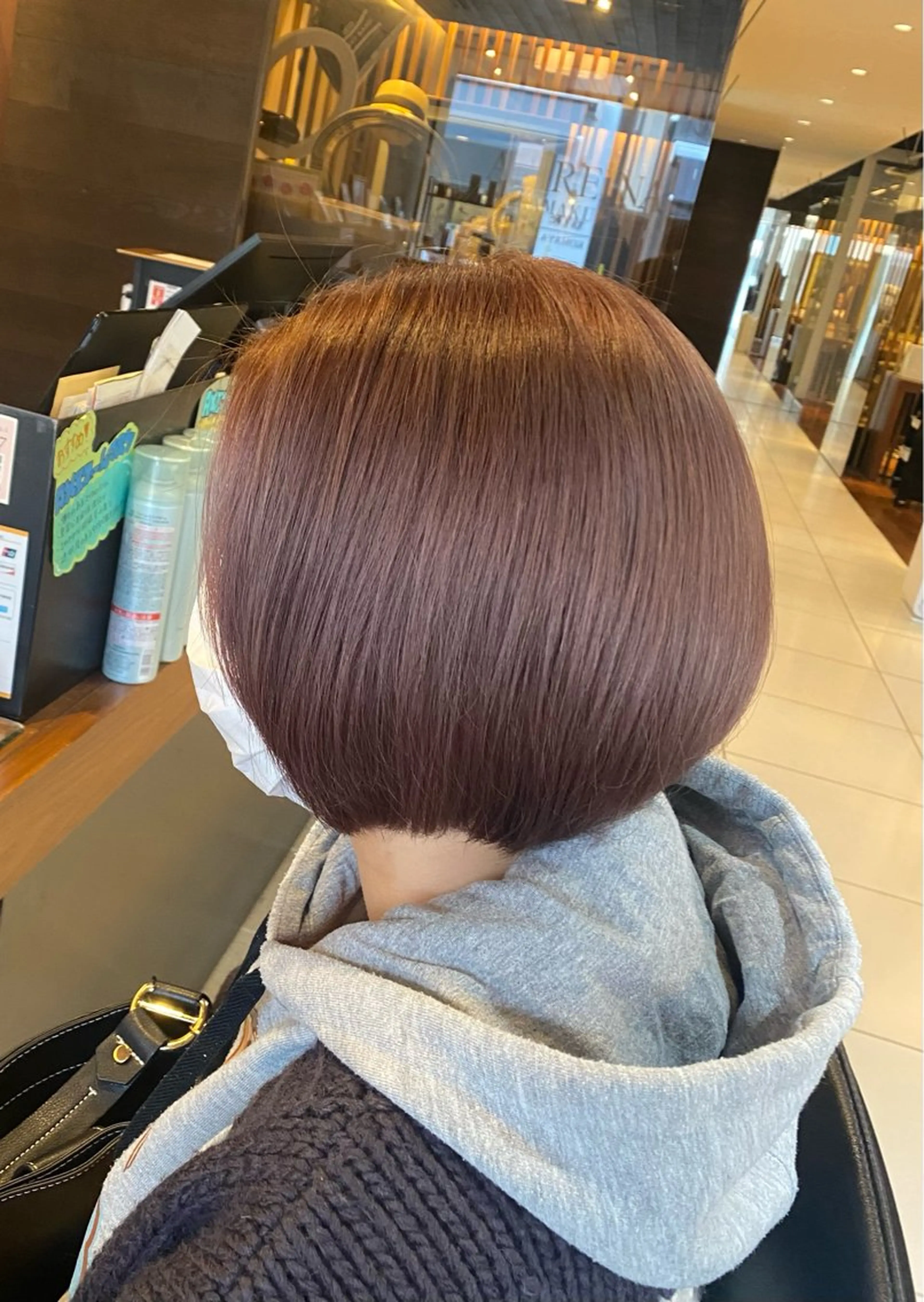 ショート カラー ベージュカラー ブラウンカラー オーガニックカラー ピンクカラー ピンクベージュ オーガニックカラー/ 髪質改善/暗髪/ボブのヘアスタイル