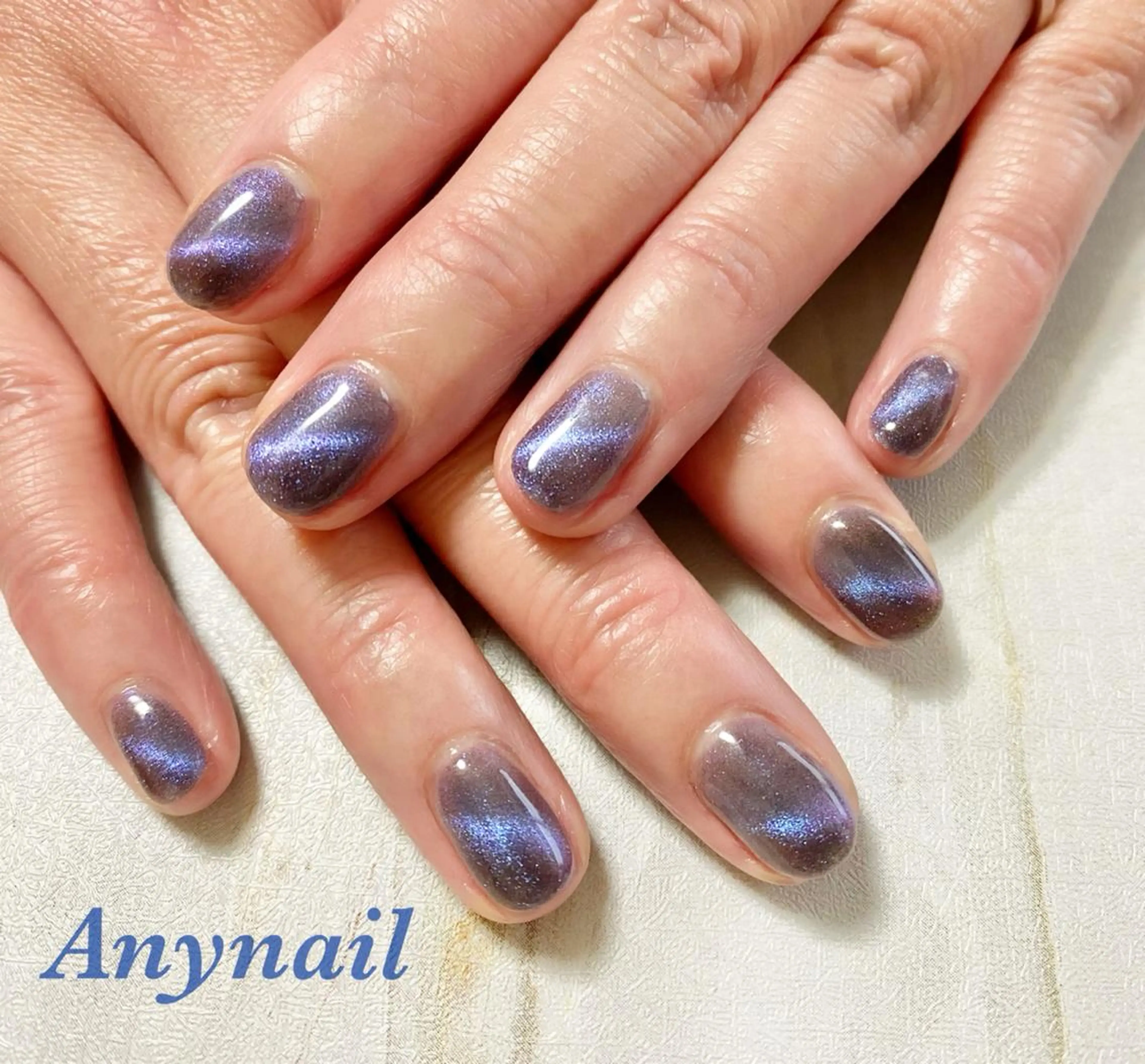 ネイル ブルー マグネットネイル ワンカラーネイル ハンドネイル 岩澤 恵子のネイルデザイン