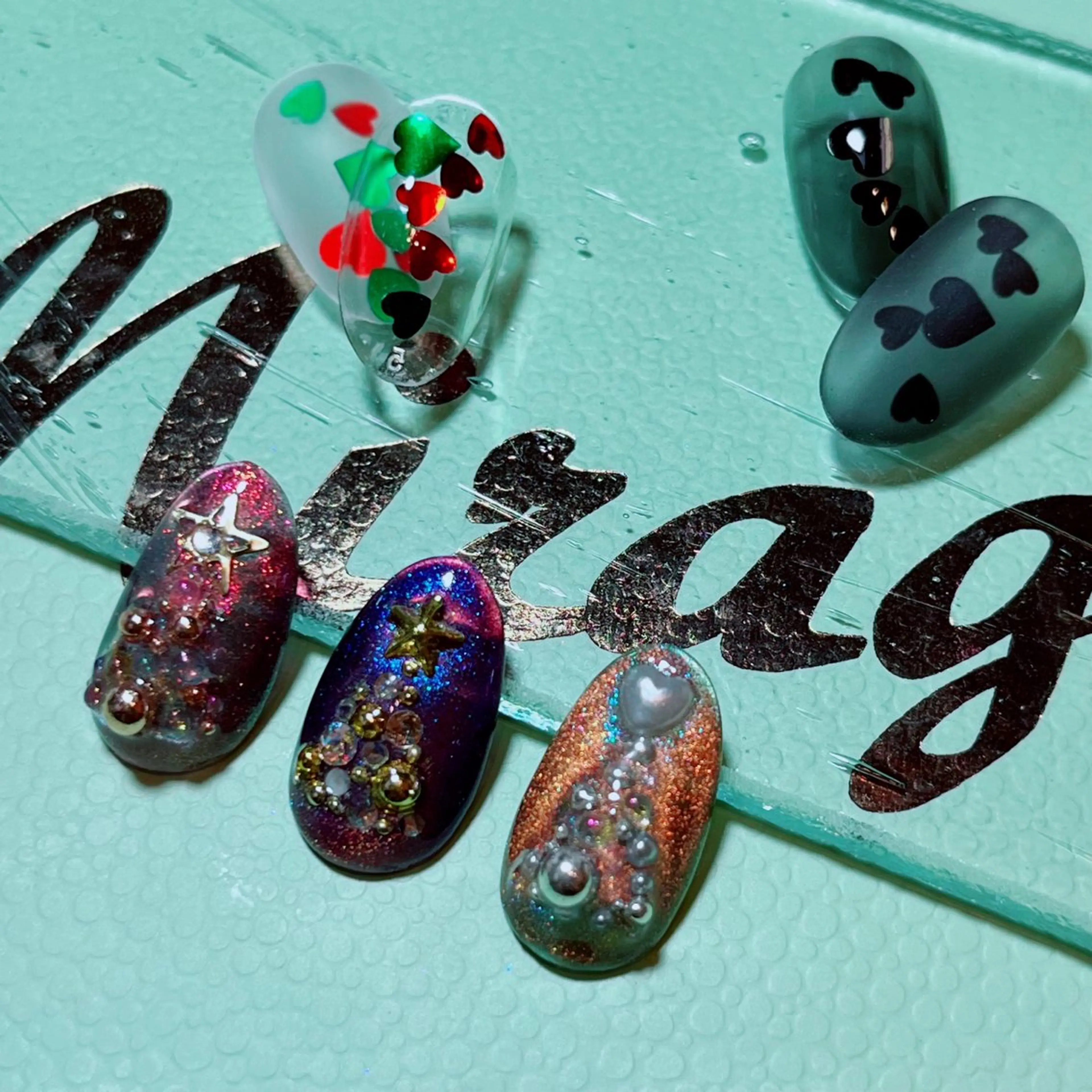 ネイル アートネイル ハート 冬ネイル クリスマス ruirui.naildesign所属・RUI ☆のネイルデザイン