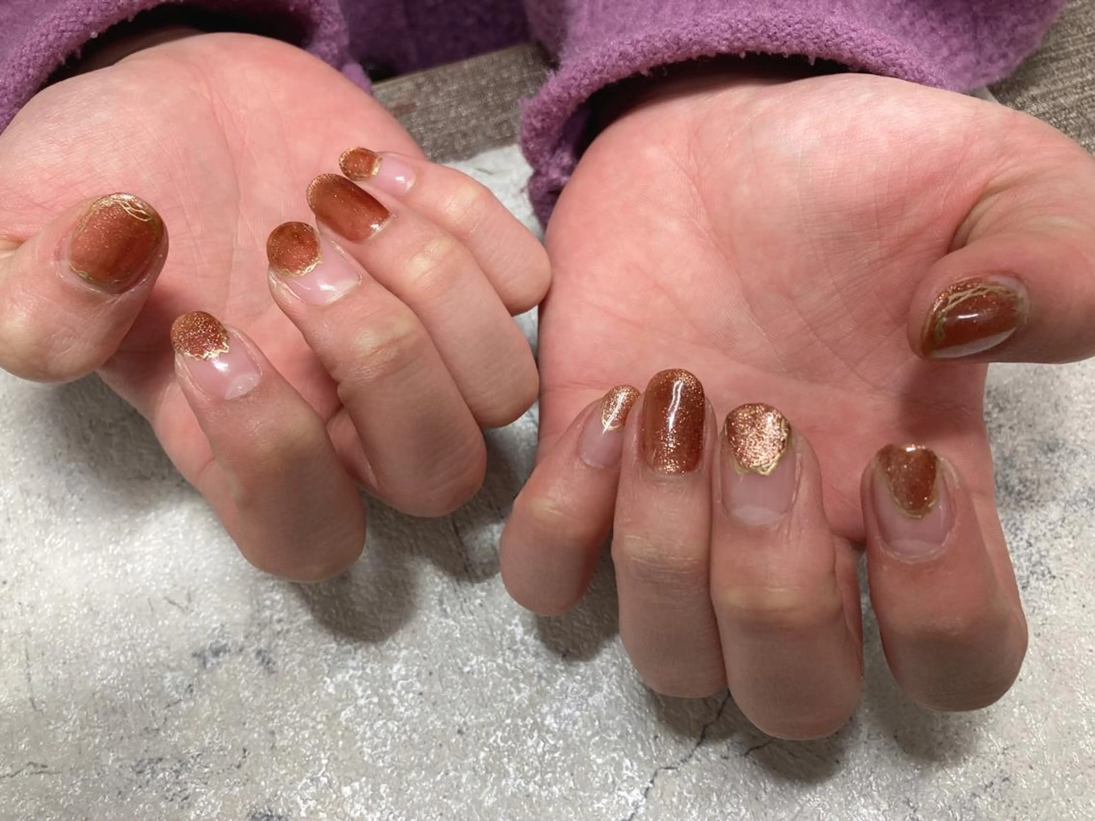 ネイル ブラウン フットネイル ジェルネイル 韓国ネイル マグネットネイル ハンドネイル Mogu nail 二子玉川のネイルデザイン