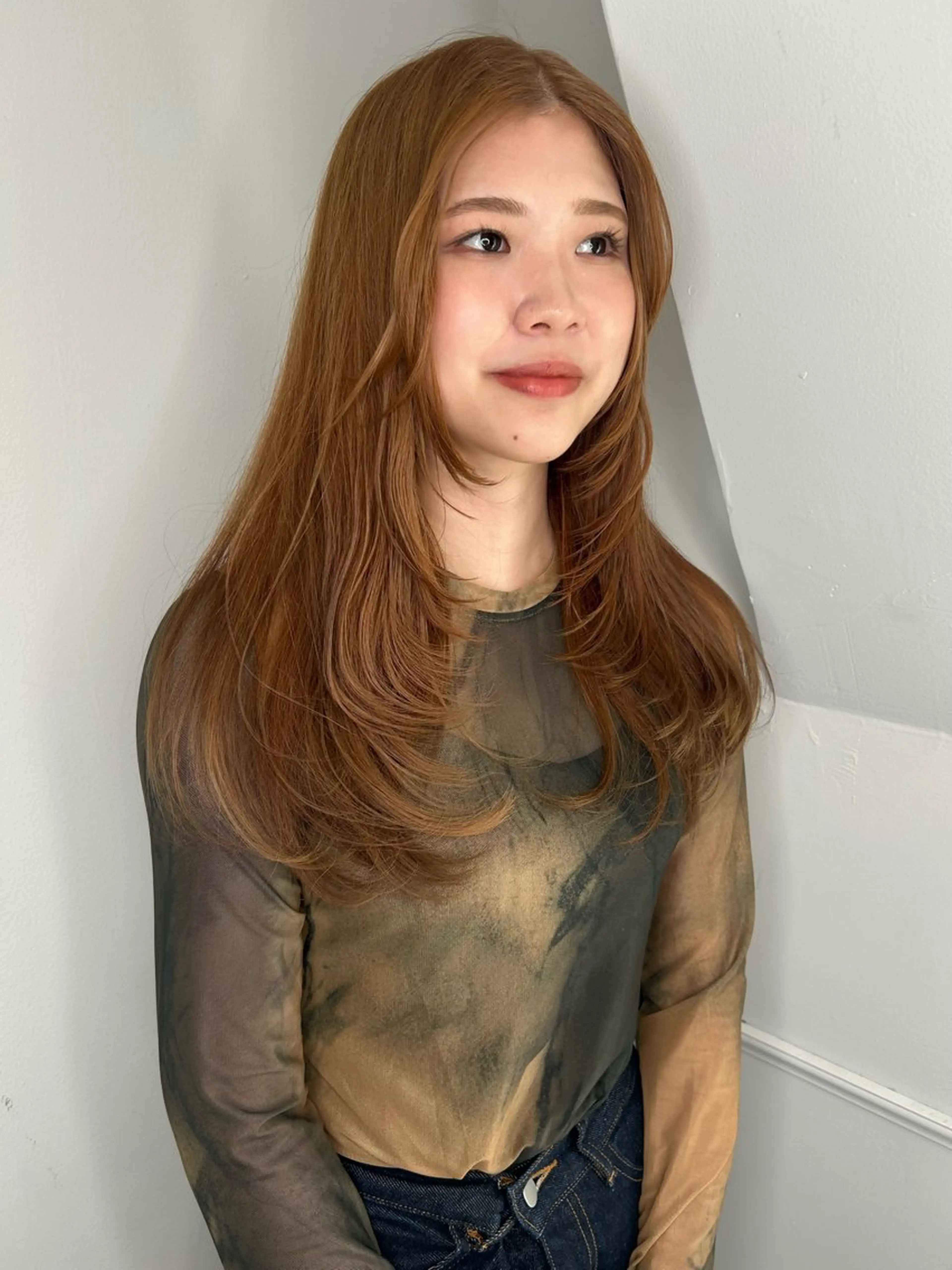 ロング カラー レイヤーカット ワンホンレイヤー land所属・透明感カラー/レイヤ ー🌙Honokaのヘアスタイル