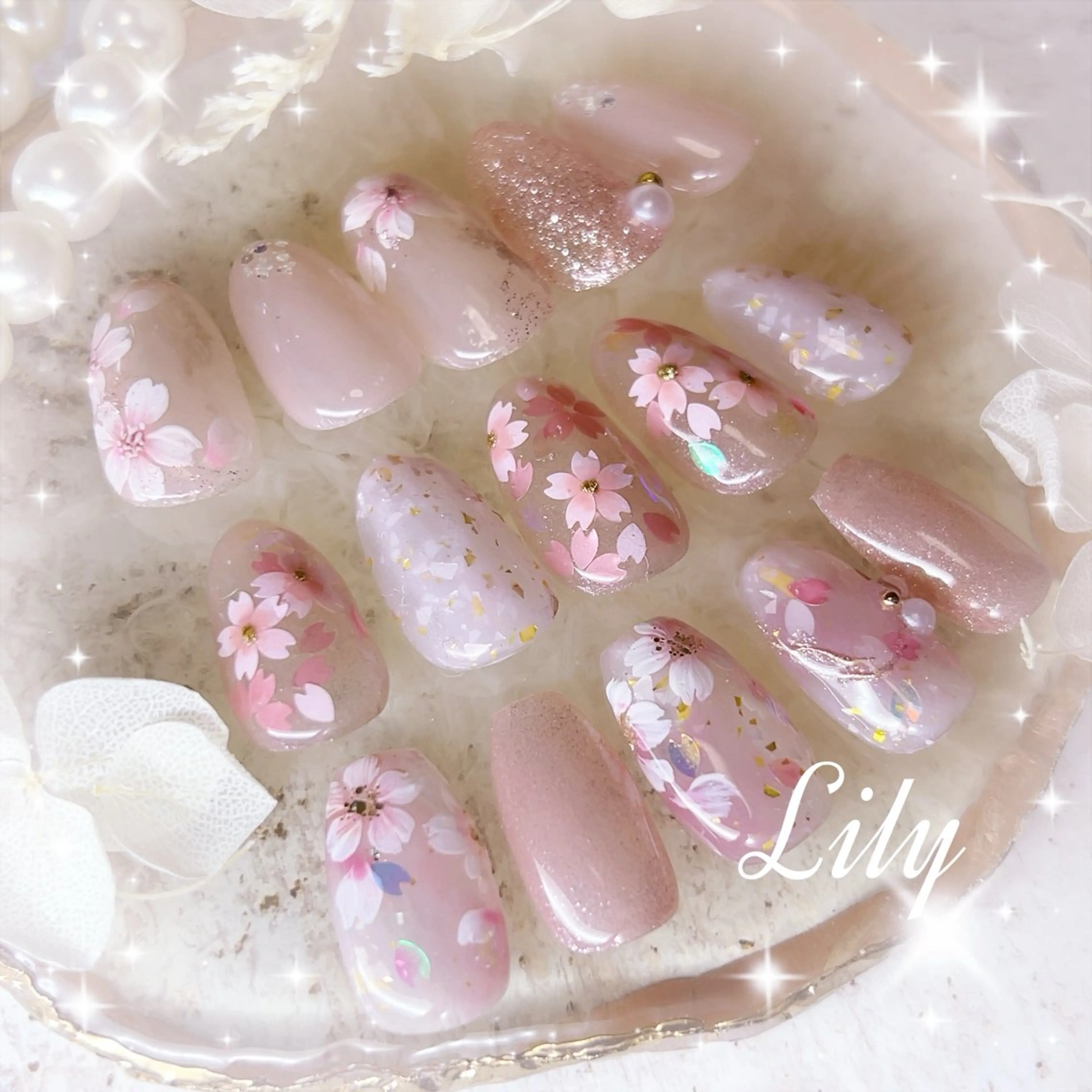ネイル 桜ネイル ハンドネイル Nailsalon Lilyのネイルデザイン