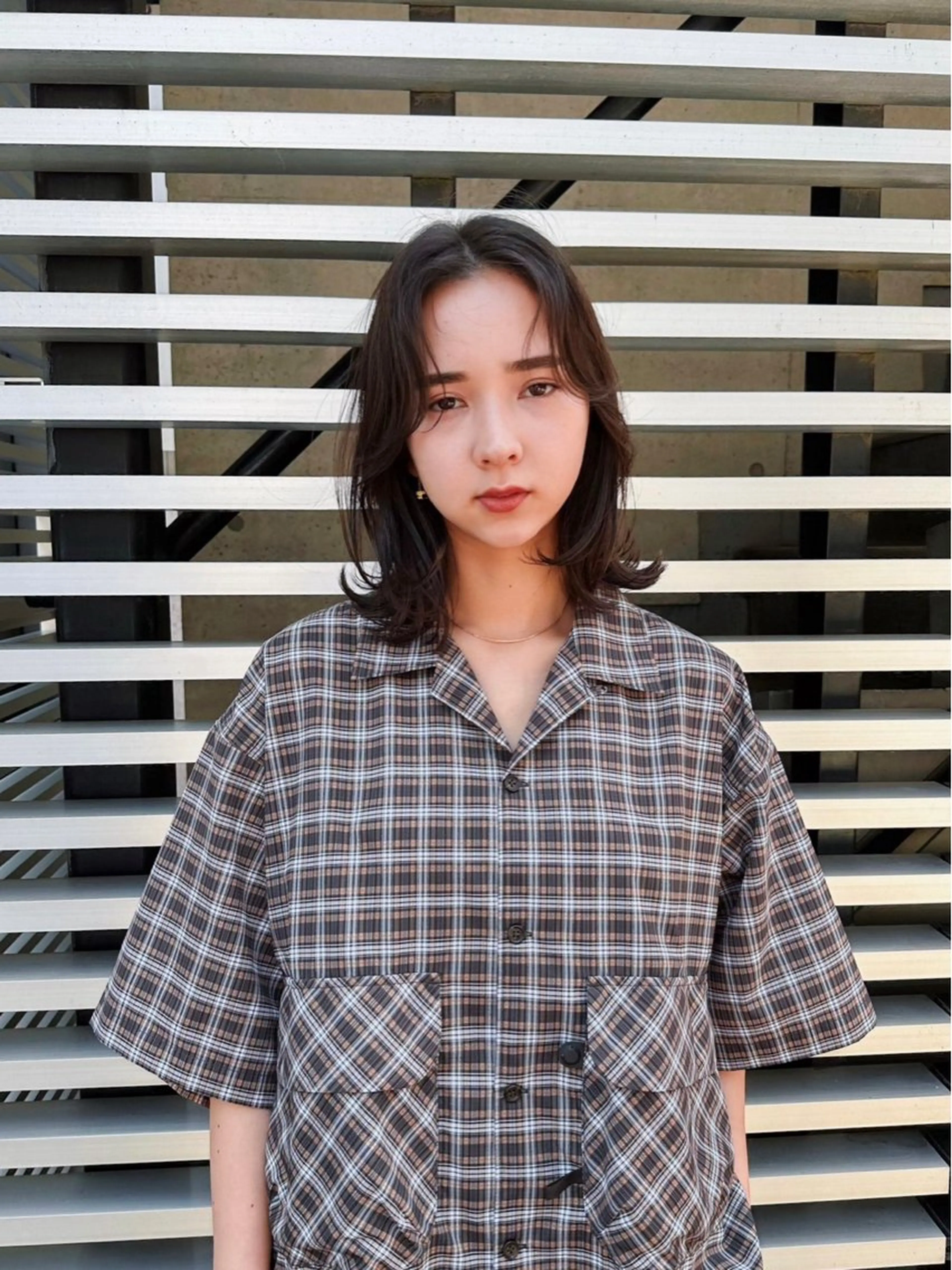 ミディアム パーマ カット ヘアカラー パーマ トリートメント パーマ＊ 顔まわり似合わせのヘアスタイル