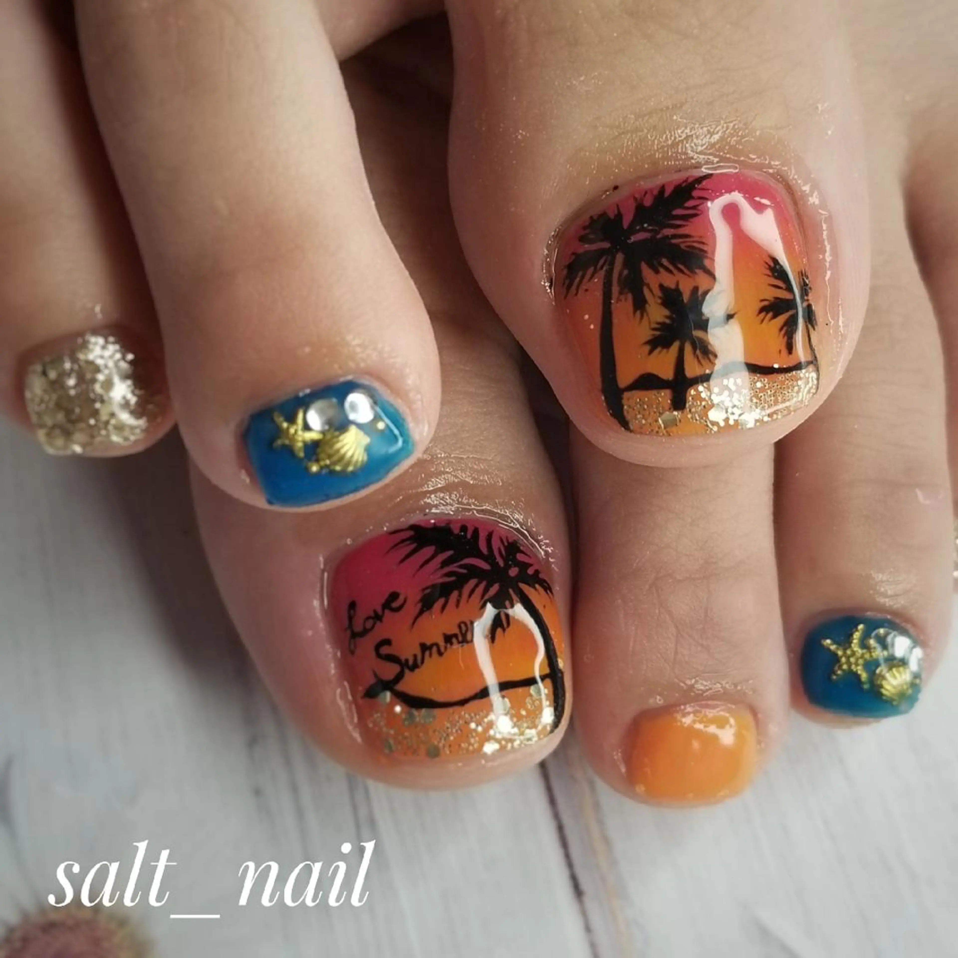 ネイル アートネイル 夏ネイル 個人サロン saltnailのネイルデザイン